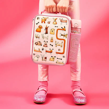 Insulated Kids Lunch Bag with Adjustable Strap - Cute Dog Design for School, Picnics & Outdoor Activities