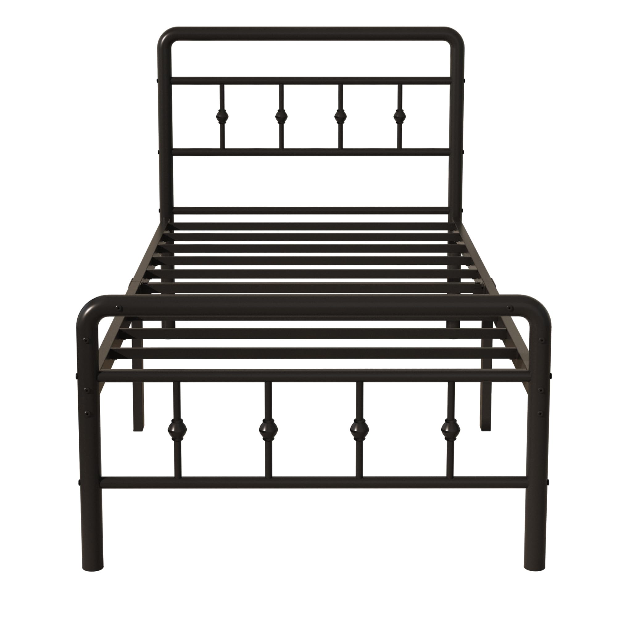 Classic Victorian Style Metal Twin Bed Frame with Headboard & Footboard - 16 Inch Heavy Duty Platform, No Box Spring Needed - Perfect for Guest Rooms, Kids' Bedrooms & Under Bed Storage