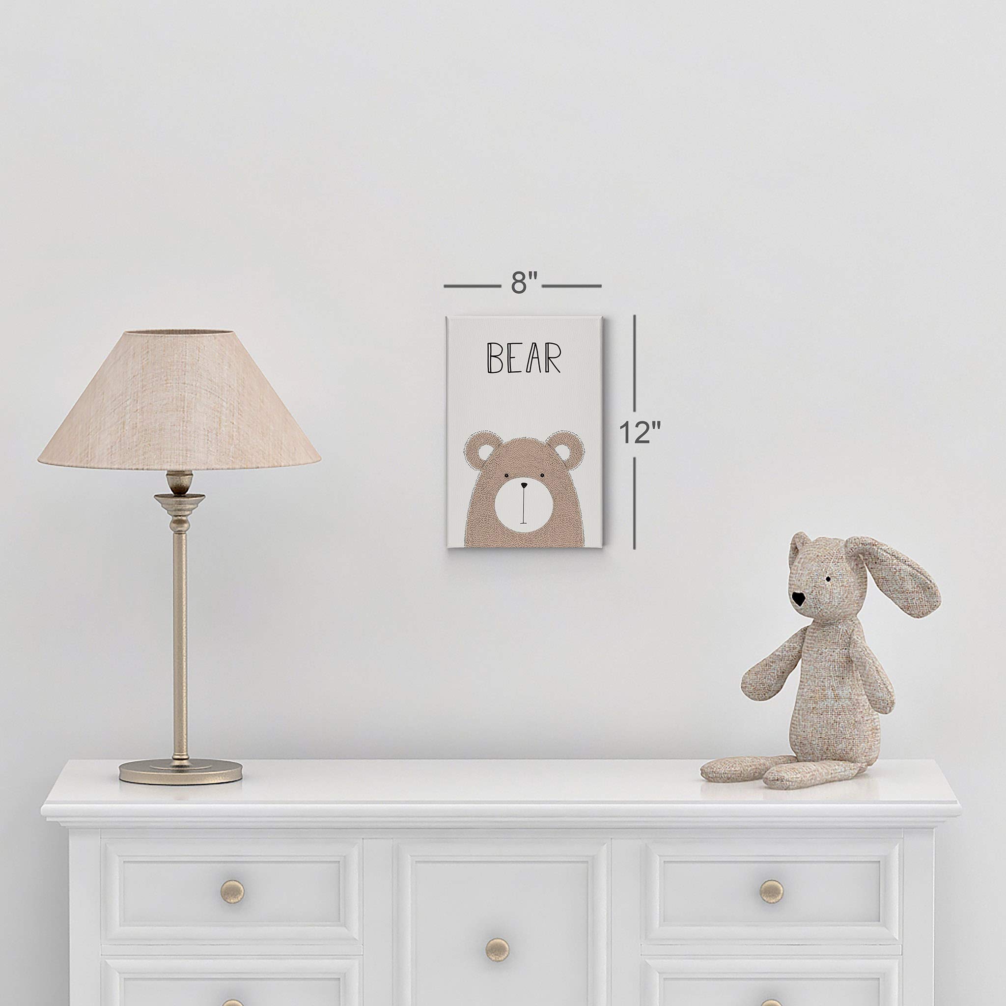 Pretty Bear Painting and Lettering Cream Background Canvas Print - 40x30 Inch Nursery Wall Art for Baby & Kids Room Decor - Made in USA | Perfect for Nursery, Bedroom, Playroom & Gift Giving
