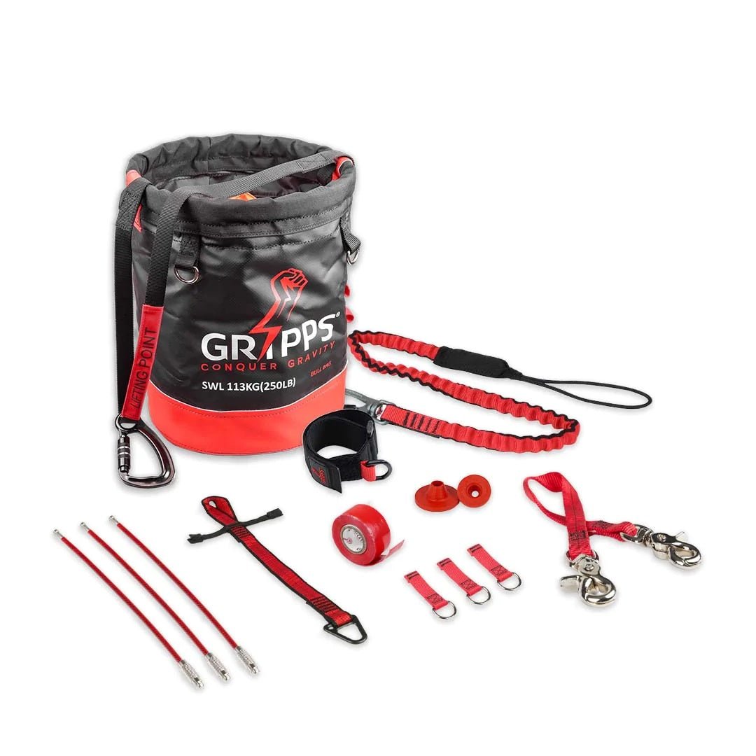 Gripps Tools Tether Kit with Bull Bag - Safety Tool Lanyard Set for Construction Workers, Roofers & DIY Projects | Fall Protection Equipment for Tools at Heights