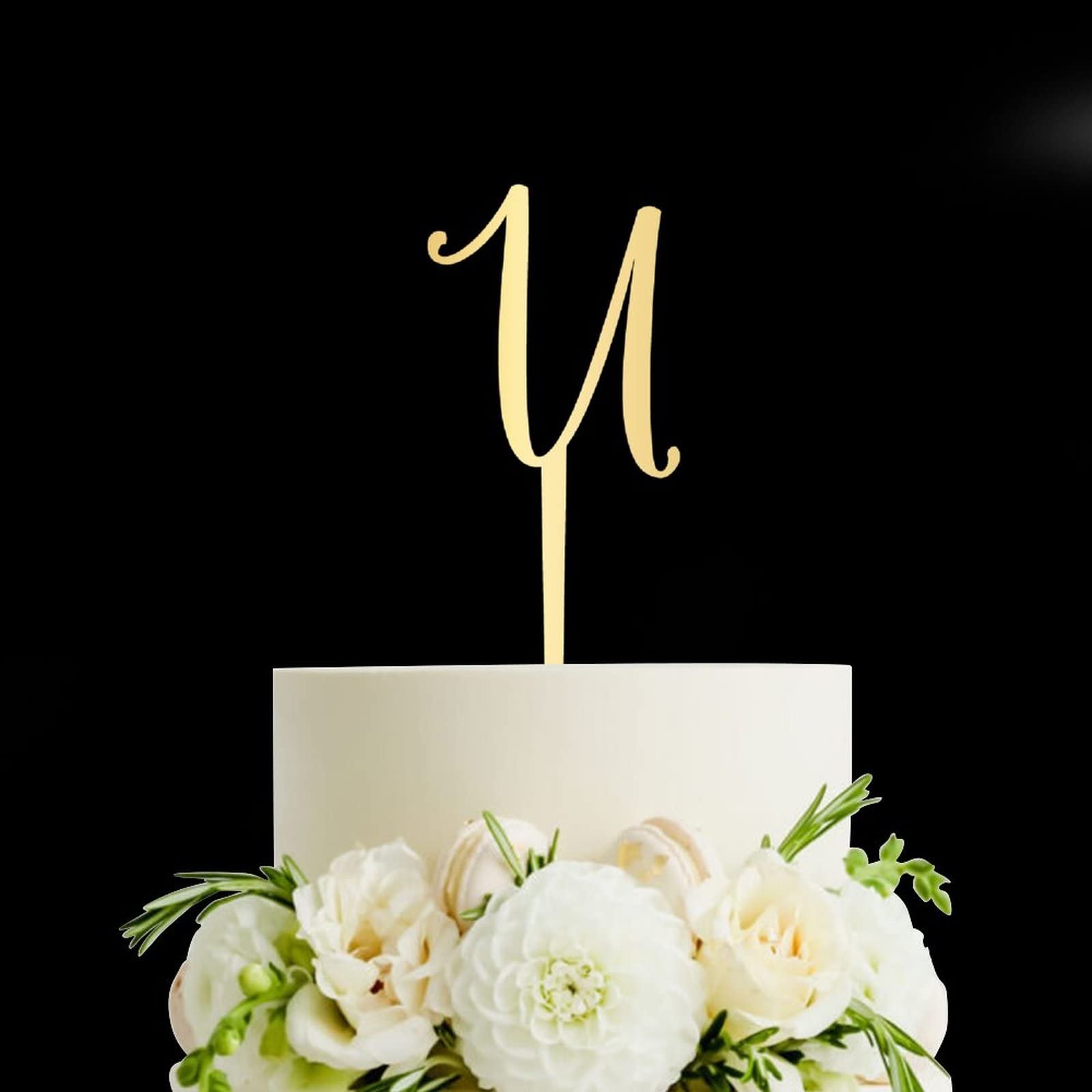 Gold Glitter Letter U Cake Topper - Personalized Acrylic Initial Cake Decor for Birthday Parties & Rustic Weddings | Perfect for Anniversary, Baby Shower, and Celebration Cakes