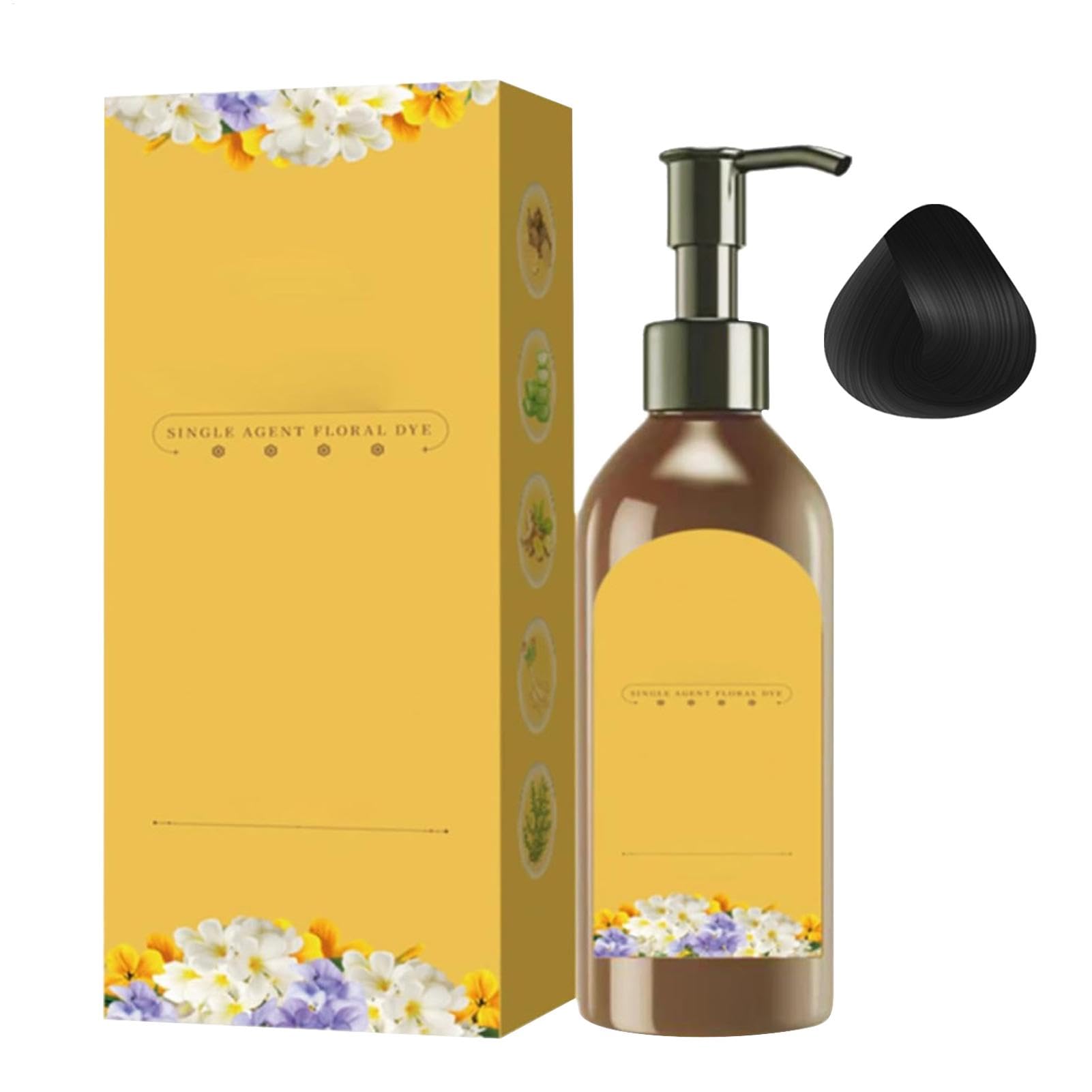 300mL Plant-Based Floral Fragrance Hair Dye Shampoo | Natural Long-Lasting Vegan Hair Color for Women & Seniors | Safe Gentle Gray Coverage for Home Use & Salon Styling