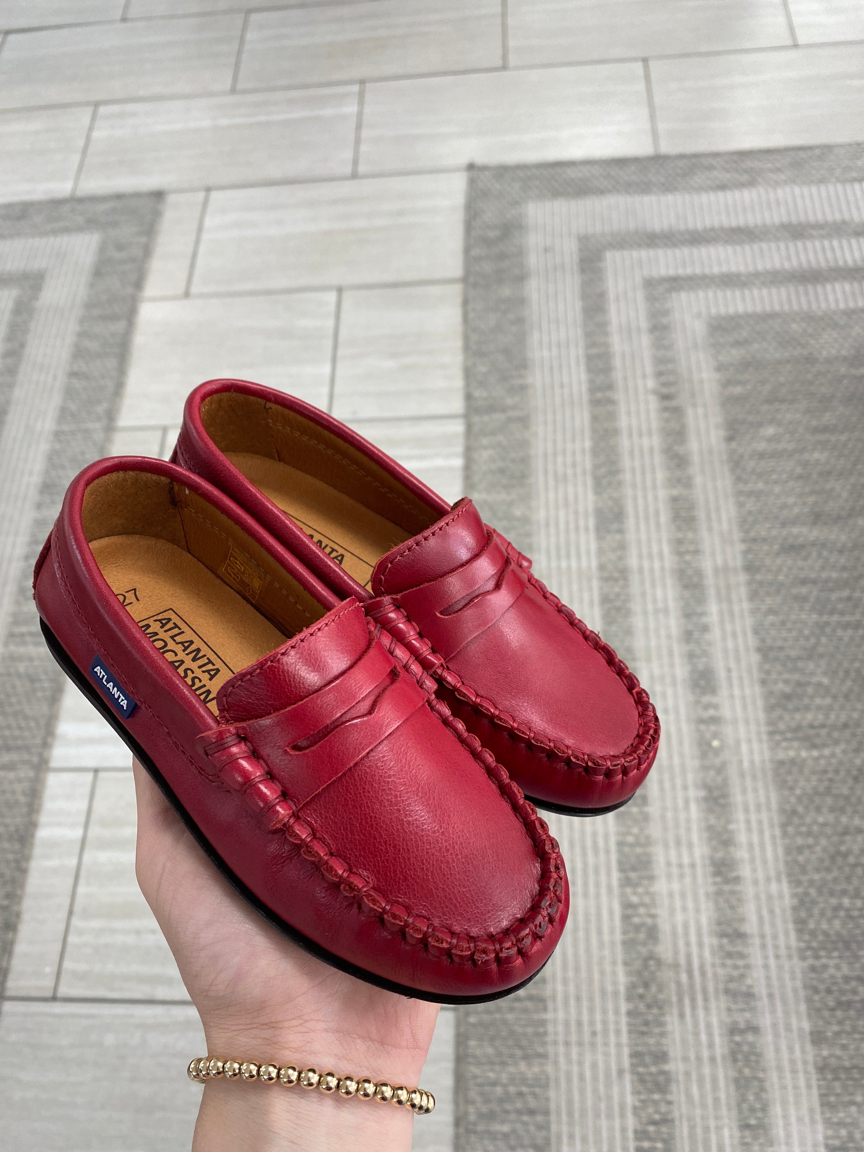 Atlanta Mocassin Red Antik Penny Loafers for Men - Classic Comfortable Slip-On Dress Shoes for Business & Casual Wear