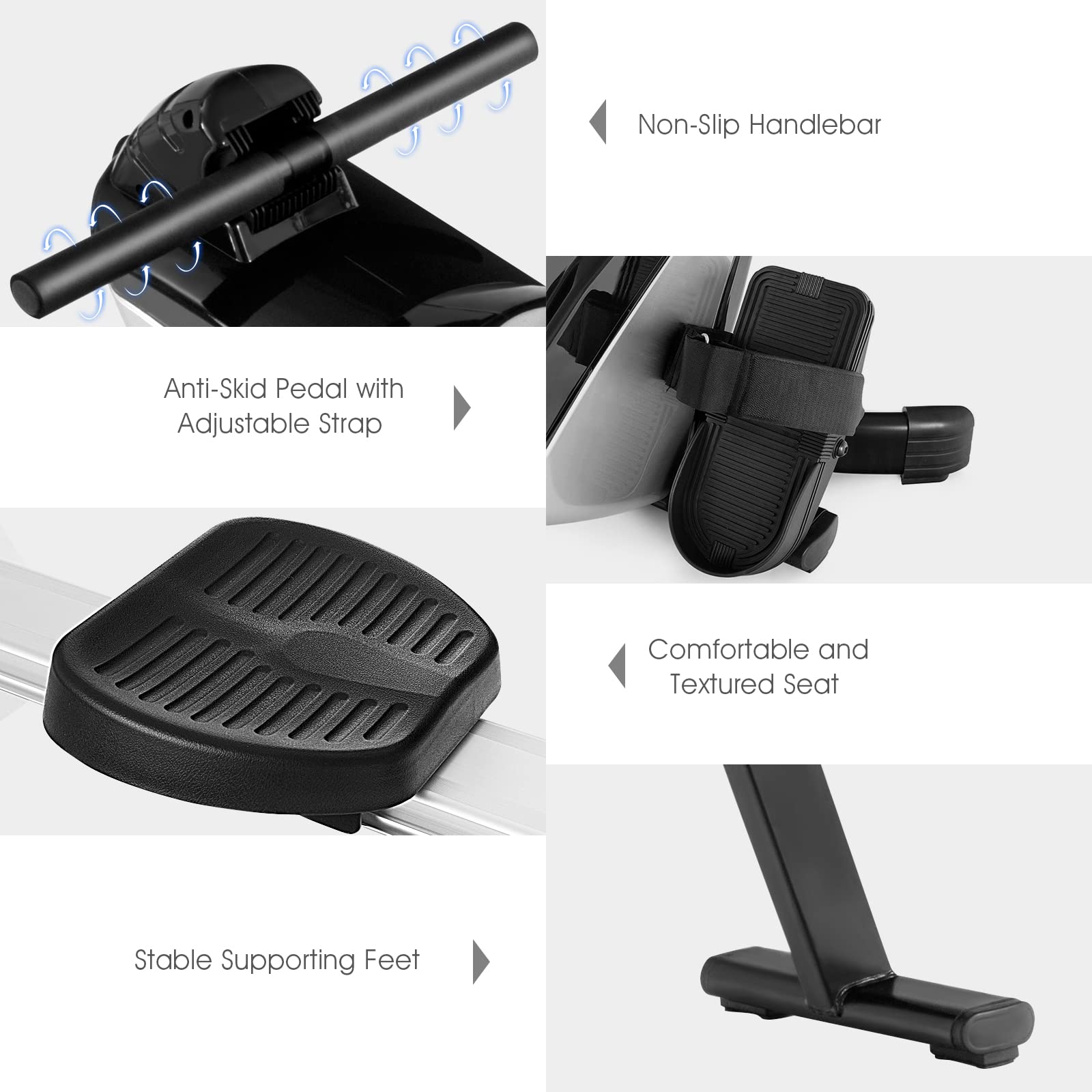 Premium Magnetic Rowing Machine for Home Gym - 8-Level Adjustable Resistance, LCD Monitor, Padded Seat & Tablet Holder - 330lbs Weight Capacity - Perfect for Cardio Workouts & Full-Body Training