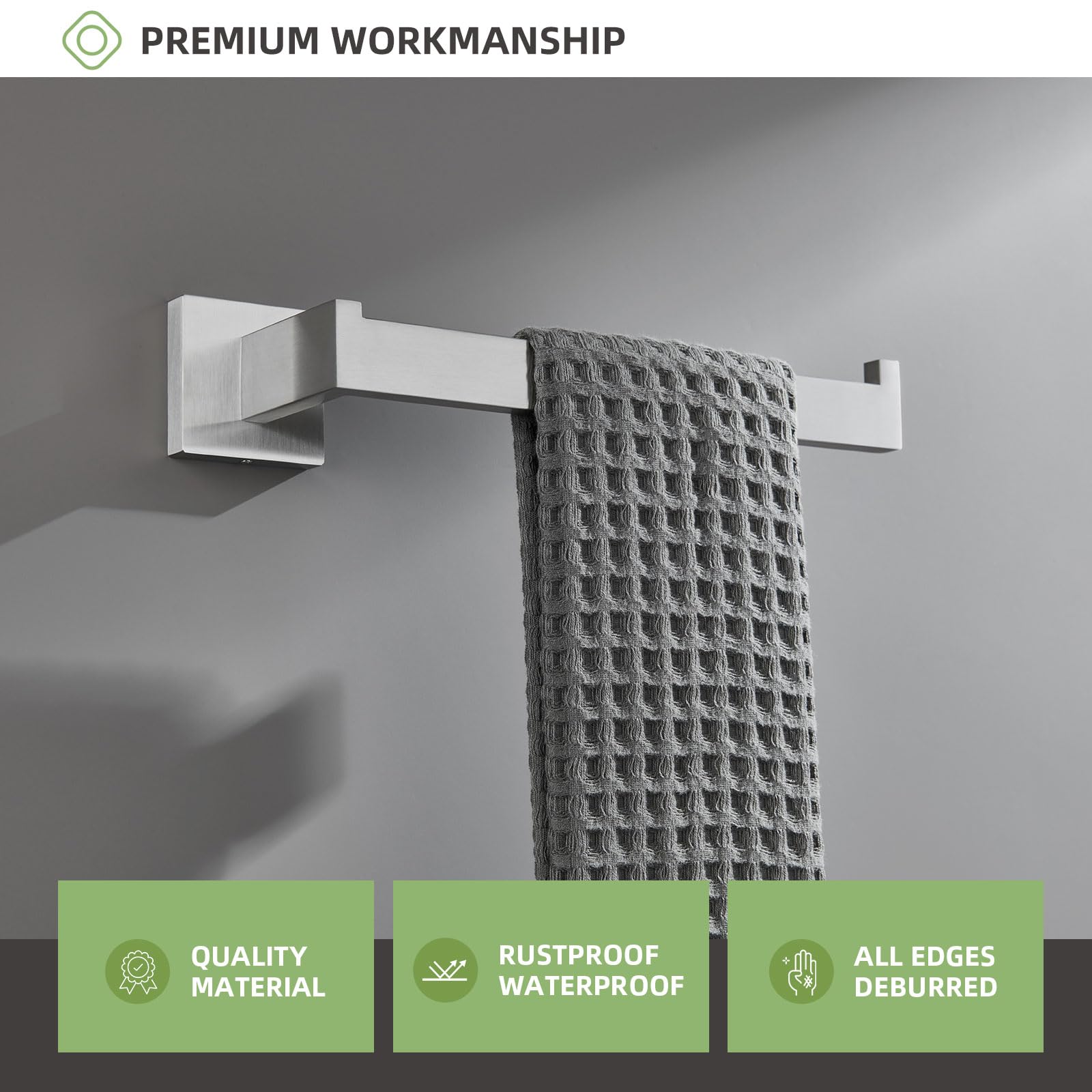 Stainless Steel Wall Mounted Towel Holder - 10.24 Inch Brushed Nickel Bathroom & Kitchen Towel Rack - Durable SUS 304 Towel Hanger for Home, Spa, Hotel (Perfect for Hand Towels, Dish Towels & Washcloths)