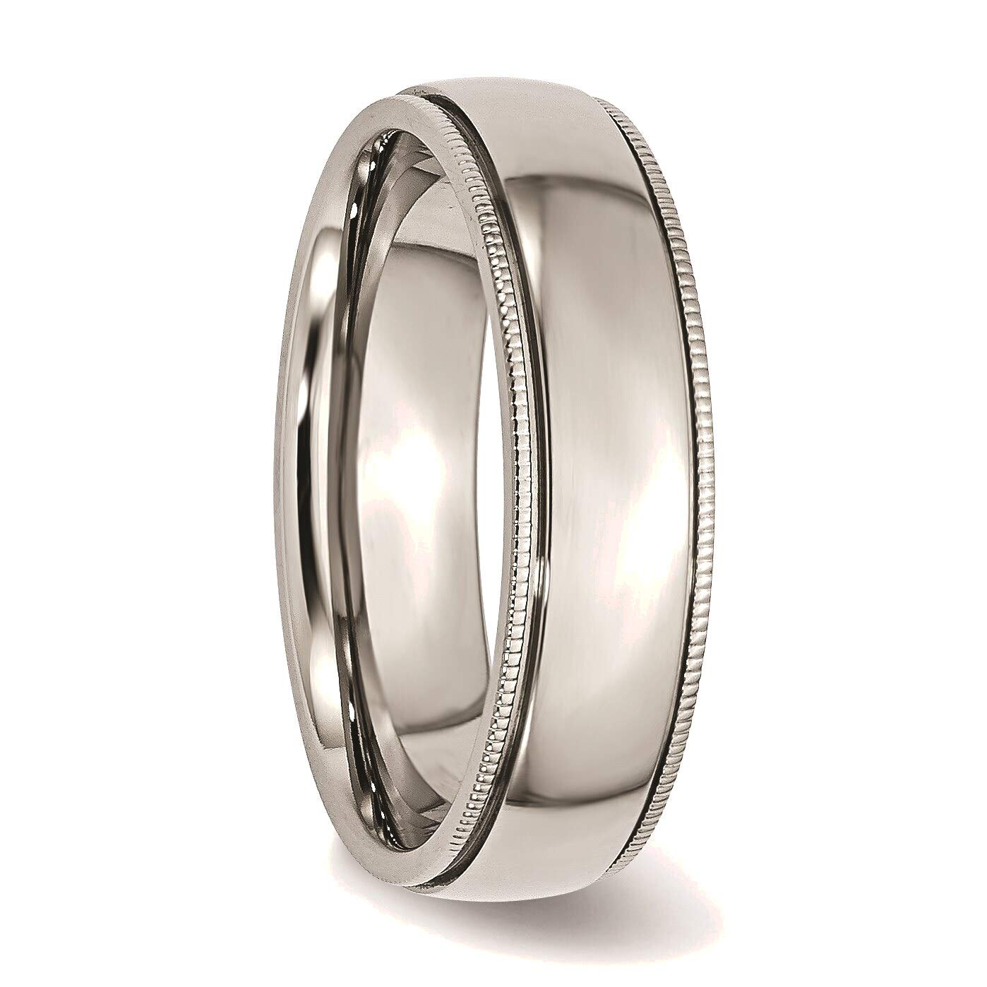 Bonyak Stainless Steel Grooved Beaded 6mm Polished Wedding Band Ring - Size 7.5 - Durable & Hypoallergenic Jewelry for Men & Women - Perfect for Anniversary, Engagement & Everyday Wear