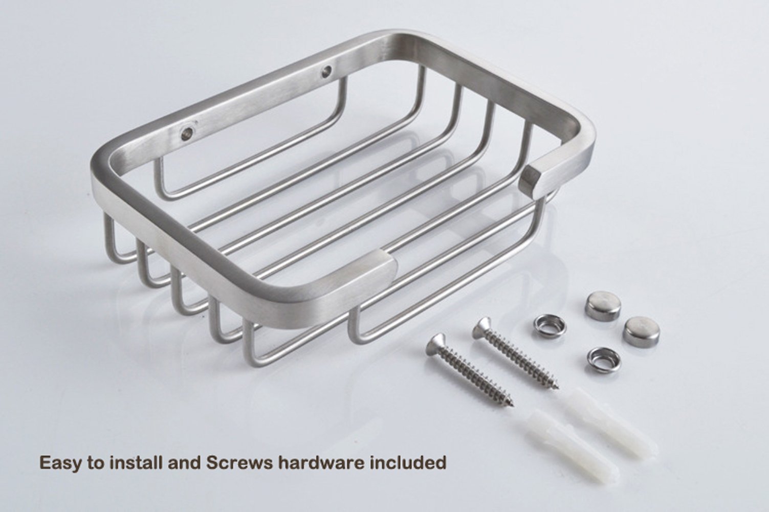 Deezio Premium SUS-304 Stainless Steel Soap Dish Holder - Wall Mounted Shower Soap Saver Basket with Drainage (Satin Nickel) - Ideal for Bathroom, Kitchen & RV Use