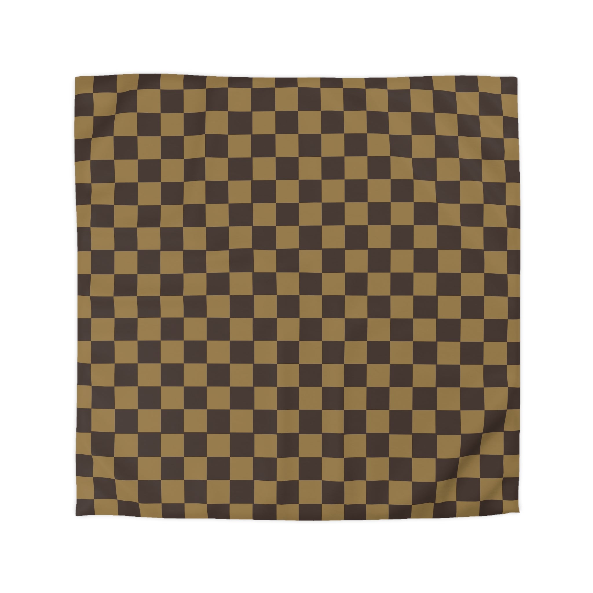 LV-Inspired Checkered Brown Microfiber Duvet Cover Set - Queen, King, Full, Twin Size - Soft Luxury Bedding for Modern Bedroom Decor