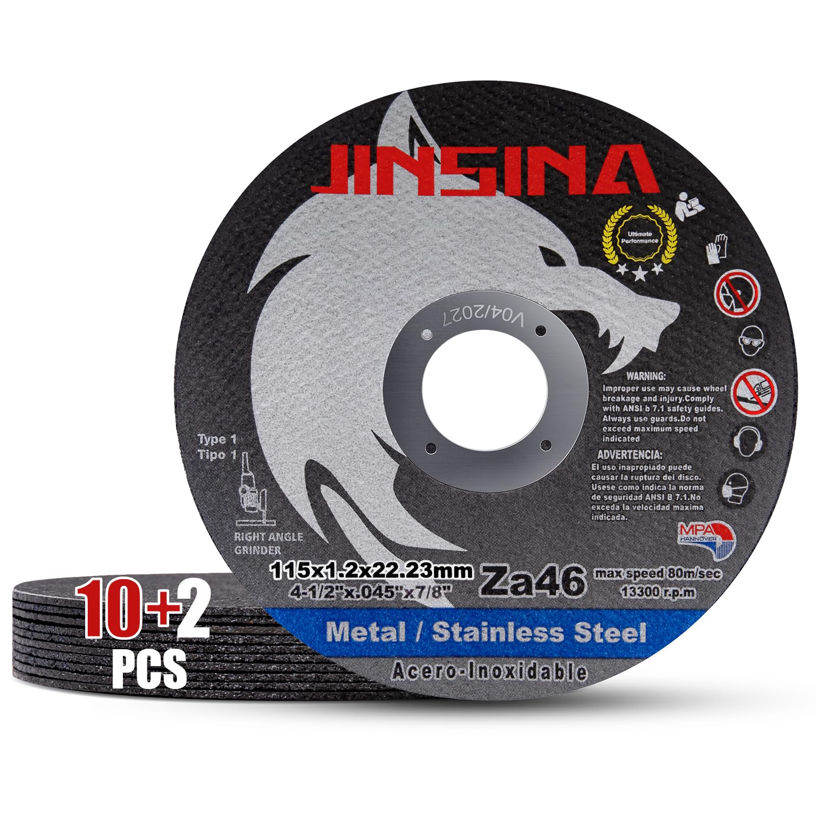 12-Pack 4.5 Inch Metal Cutting Wheels for Angle Grinder - Fast Cutting Discs for Stainless Steel & Metal (4-1/2 x 0.045 x 7/8 Inch) - Perfect for DIY Projects, Metal Fabrication & Construction Work