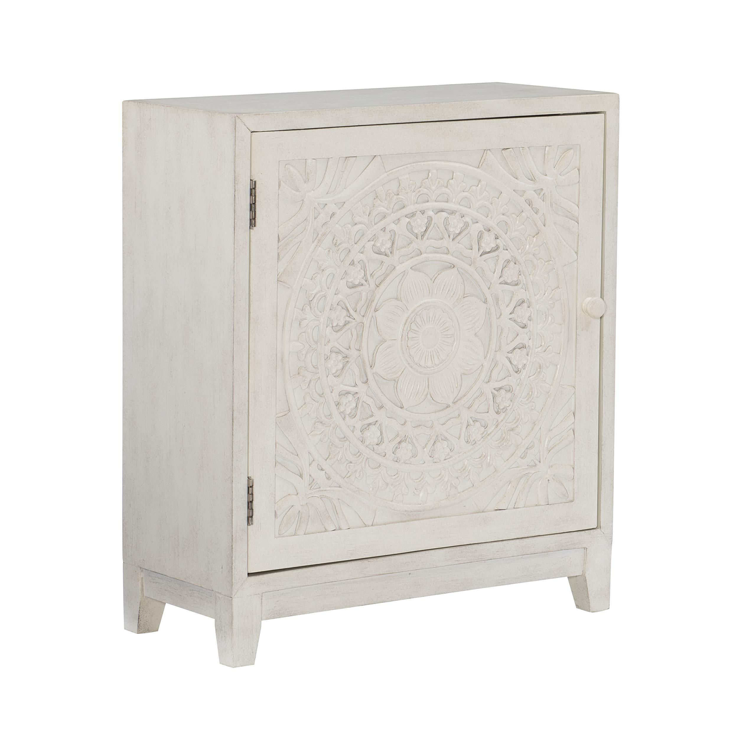 Powell Furniture Grace Antique White Cabinet - Elegant Storage Solution for Living Room, Bedroom & Home Office