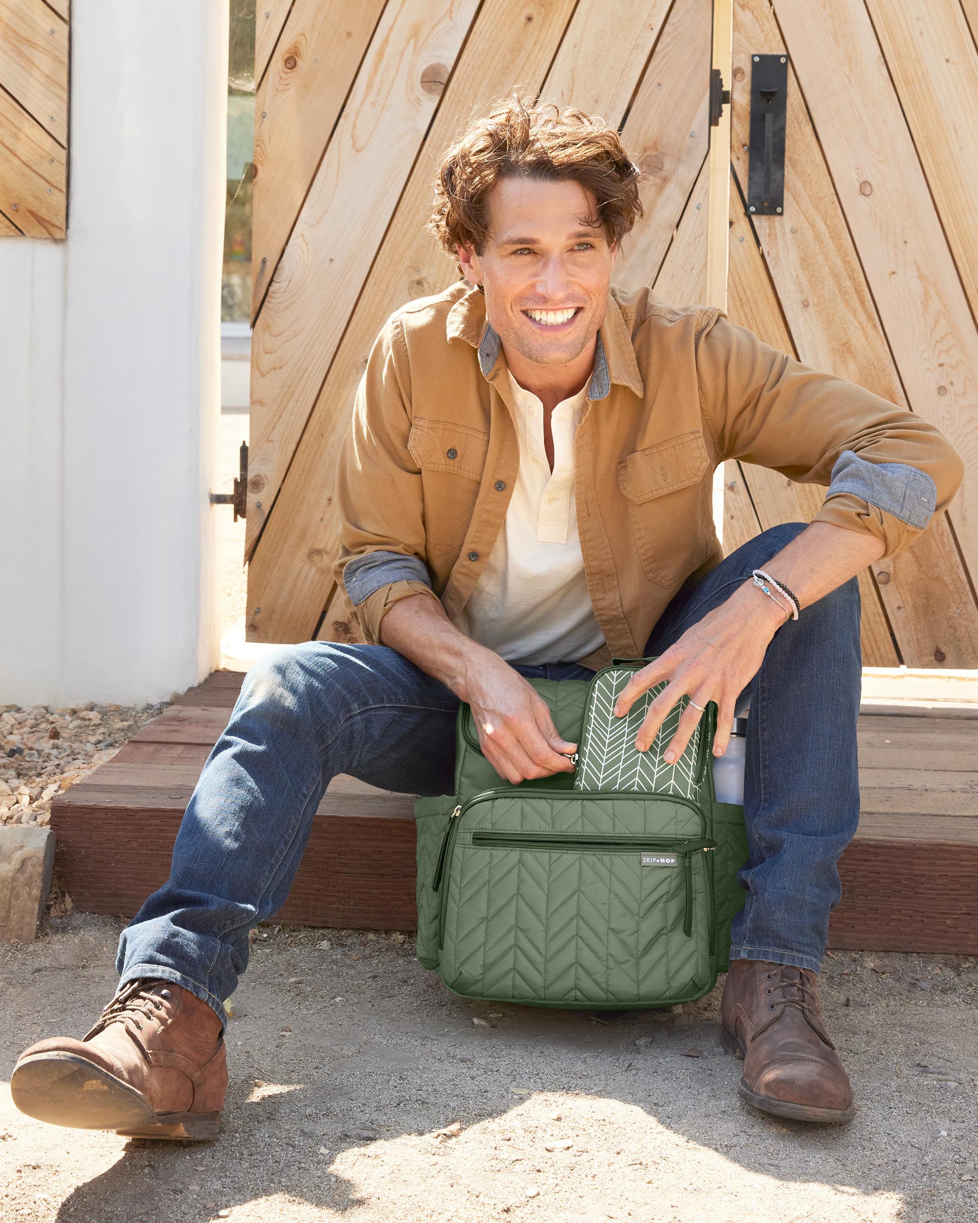Skip Hop Forma Diaper Backpack - Dark Sage | Stylish & Spacious Baby Bag for Parents on the Go | Perfect for Daycare, Travel & Everyday Use