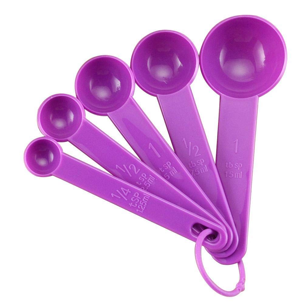 5-Piece Measuring Cups and Spoons Set - BPA-Free Plastic Measuring Tools for Dry & Liquid Ingredients - Perfect for Baking, Cooking & Coffee Making