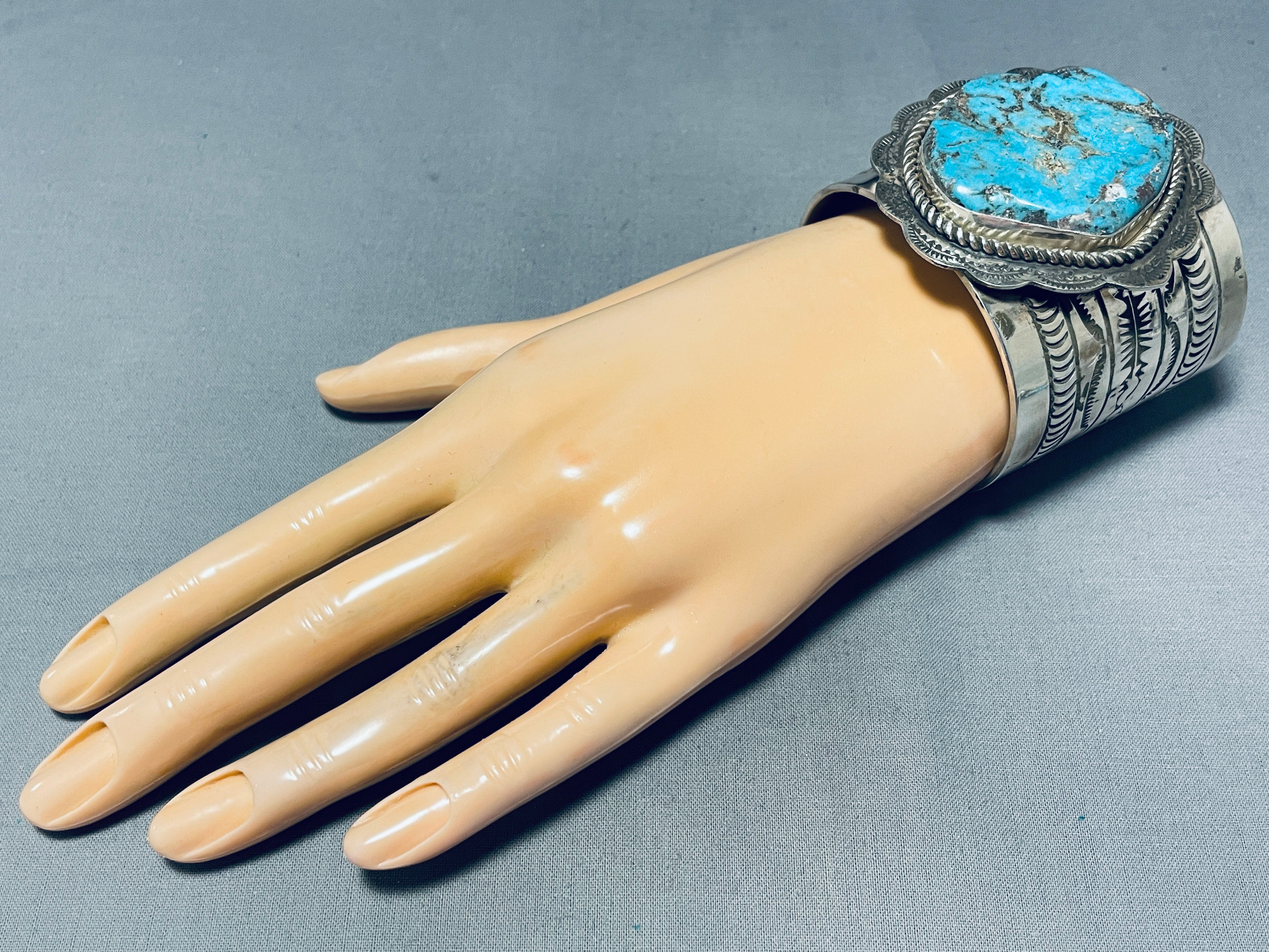 179 Grams Navajo Turquoise Sterling Silver Bracelet for Women - Handmade Native American Jewelry for Boho, Western & Casual Outfits