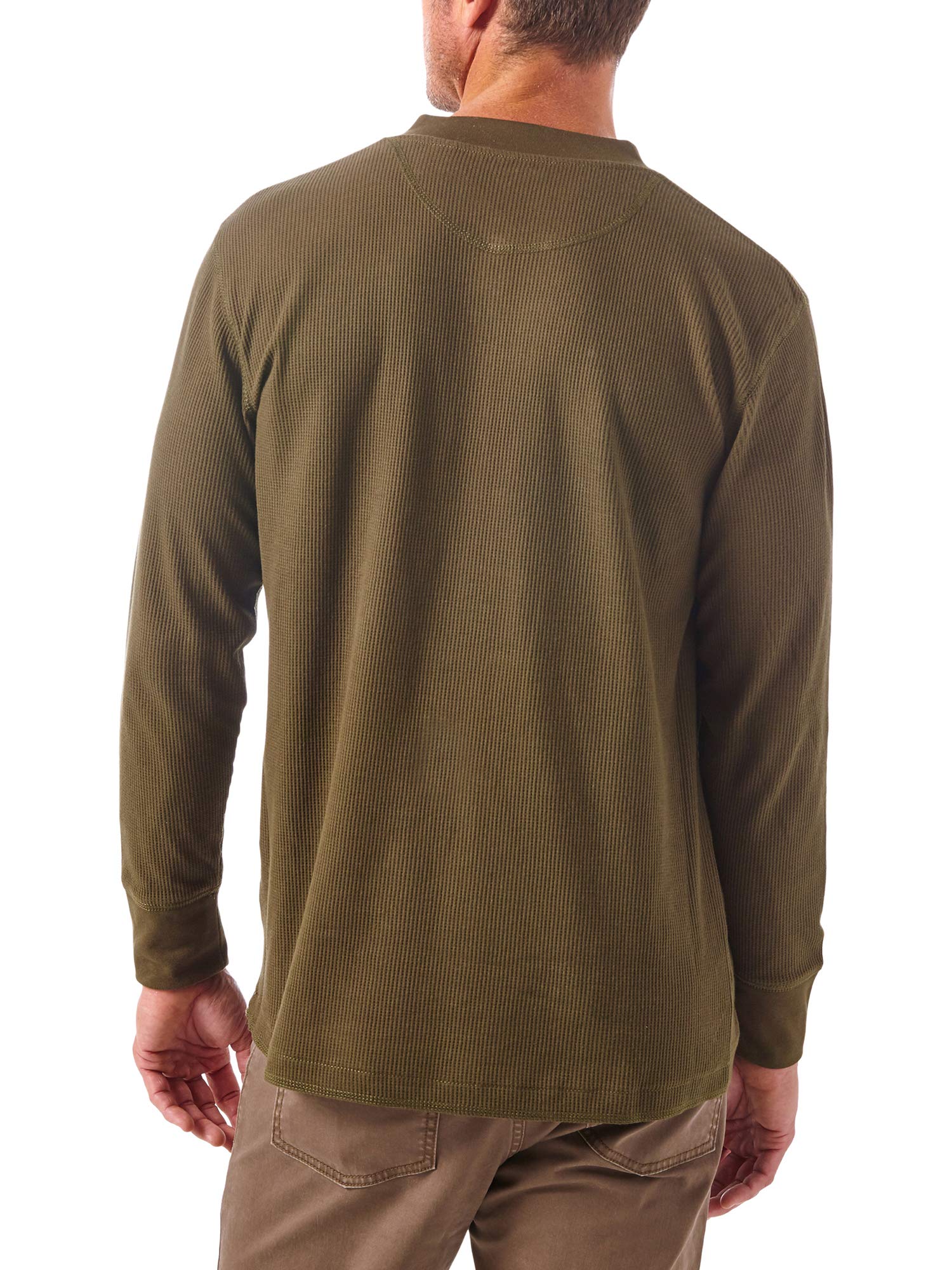 Wrangler Authentics Men's Long Sleeve Waffle Henley Shirt - Soft Cotton Thermal Top for Casual Wear, Outdoor Activities & Layering