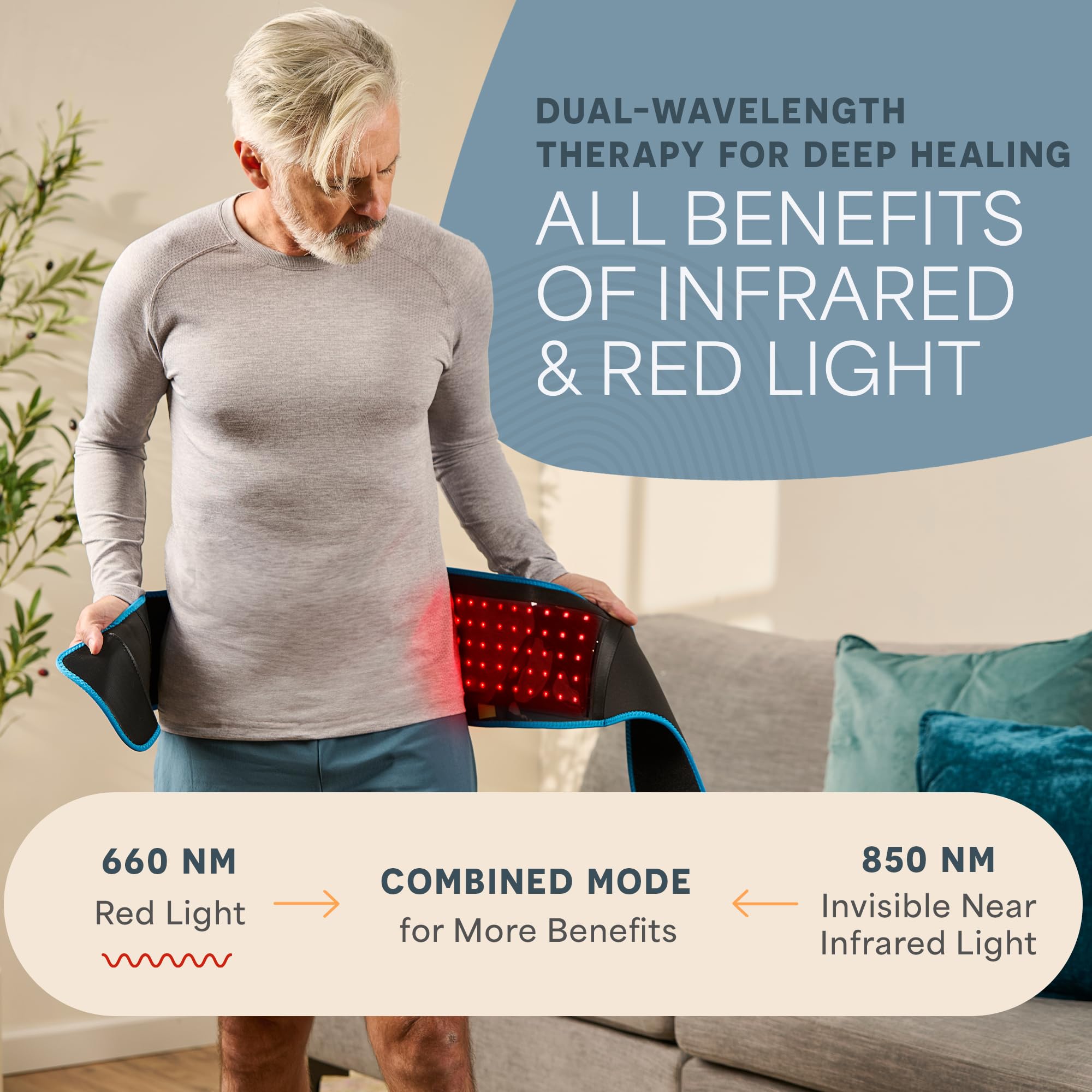Lifepro Red Light Therapy Belt - 660nm & 850nm Near Infrared Light for Pain Relief, Muscle Recovery, Circulation Boost | Portable At-Home Therapy for Back, Joint & Muscle Pain Relief