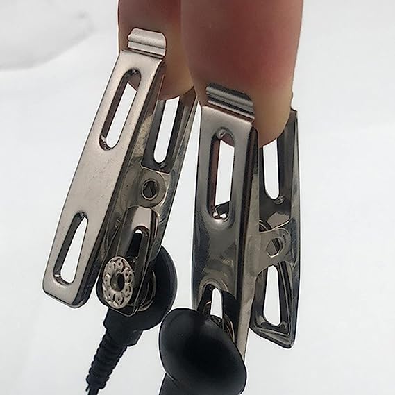 Electric Shock Nipple Clamps - Non-Piercing Nipple Jewelry for Adults, BDSM Role Play & Sensual Pleasure Toys - Perfect for Couples Play, Flirting & Solo Use - Blue D06 (Great for Date Nights & Spicy Yoga Sessions)