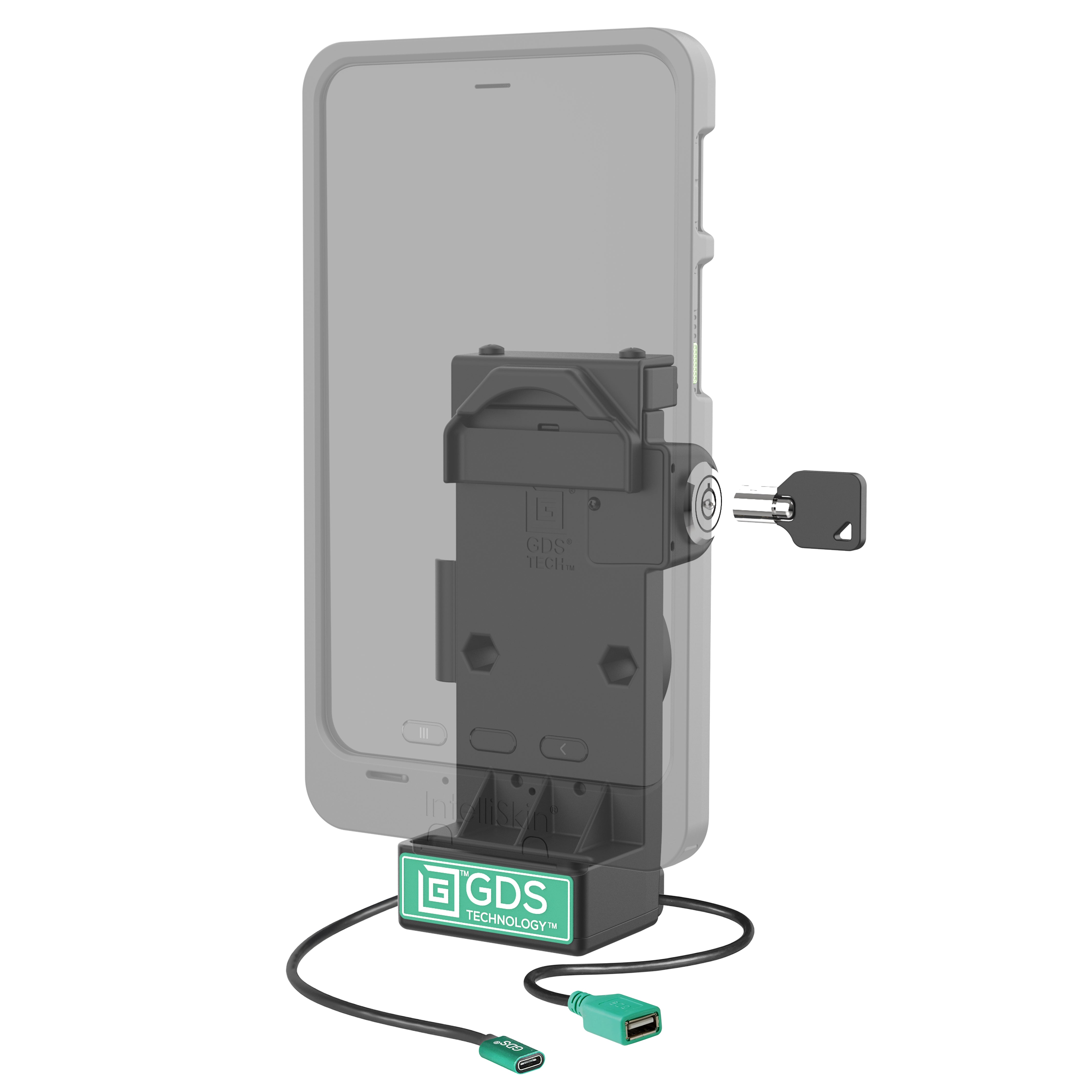 GDS® Uni Conn™ Locking Spring Loaded Power + Single USB A Dock (RAM GDS DOCKL V12 U1CPDU) - Secure Charging Station for Truck, RV & Marine Use