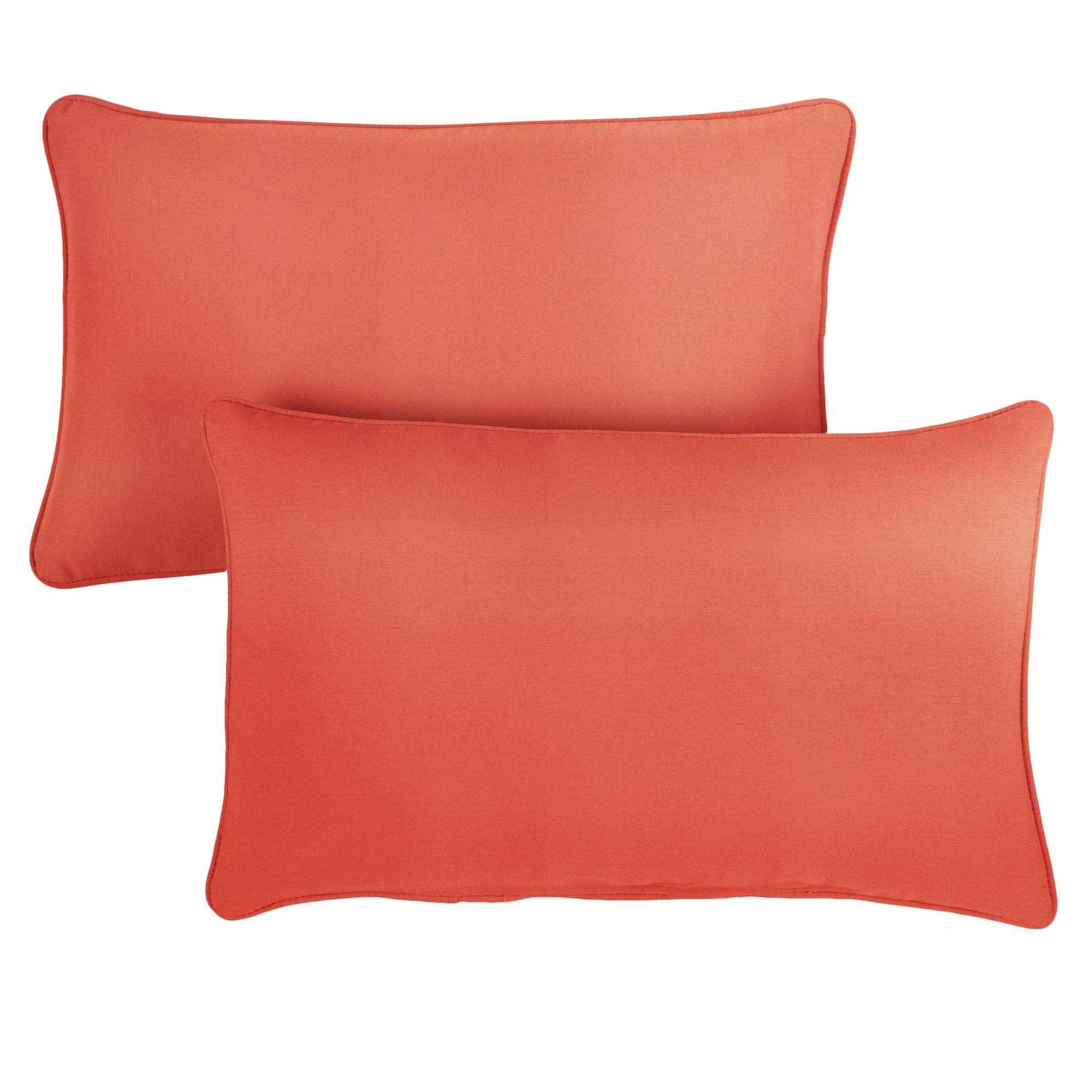 Set of 2 16x26 Melon Coral Orange Corded Lumbar Pillows - Indoor Outdoor Sofa Couch Bed Decor