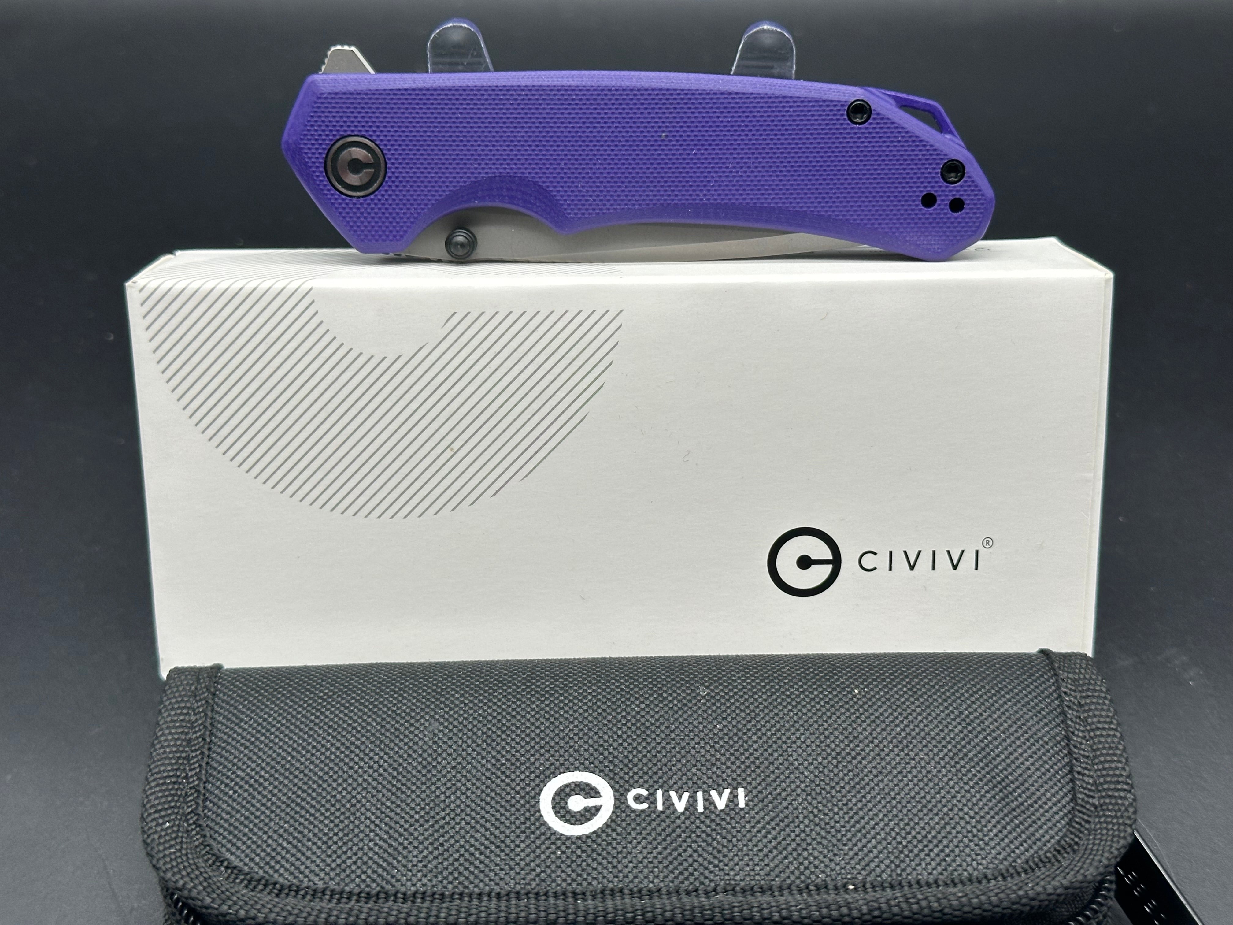 CIVIVI Brazen Tanto Folding Knife - Purple G10 Handle, 3.5