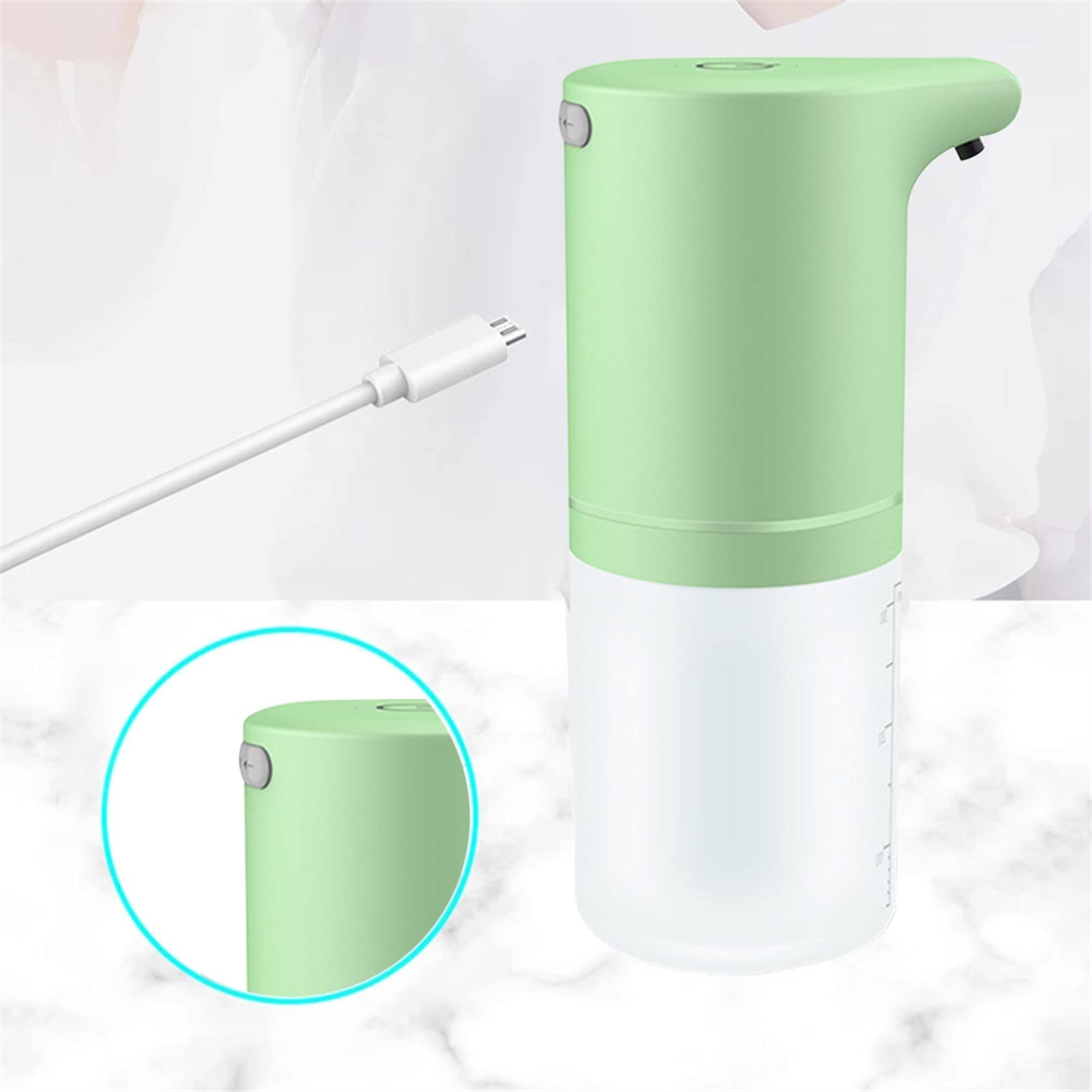 Automatic Soap Dispenser with USB Charging & Infrared Sensor - Touchless Foam Soap Pump for Bathroom, Kitchen, Office - Green Hand Sanitizer Dispenser for Hygienic Hand Washing