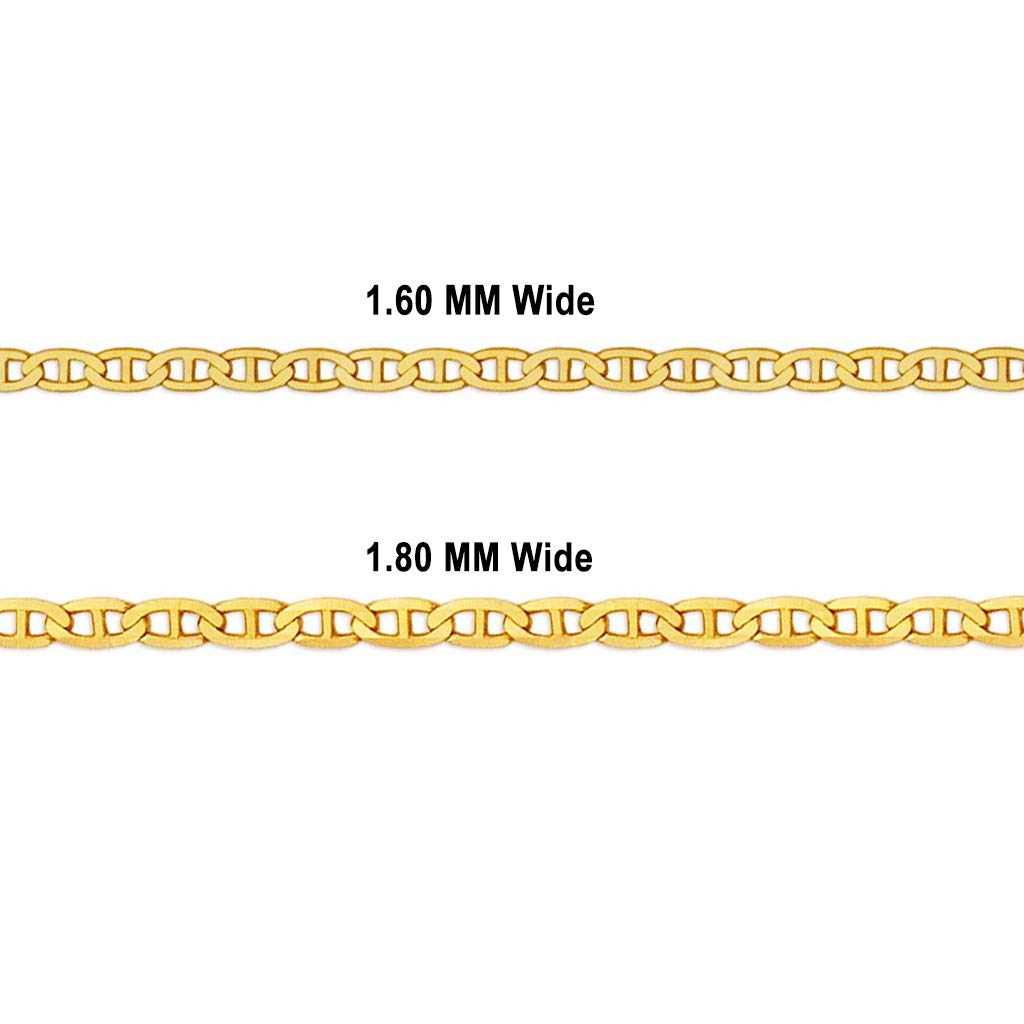 14K Yellow Gold Gucci Flat Chain Necklace - Italian Crafted Strong & Shiny Link Jewelry for Women & Men - Perfect Gift (16-24 Inches, 1.60-1.80mm) - Ideal for Layering, Everyday Wear & Special Occasions
