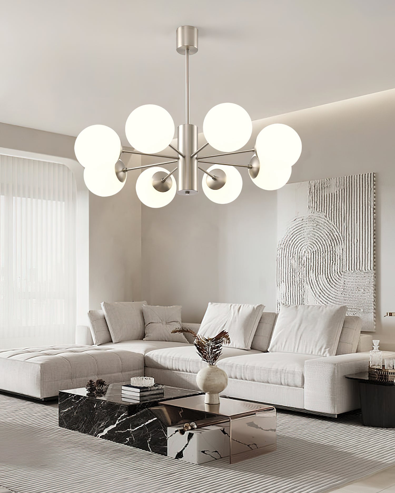 Stylish Bean Ball Chandelier - Modern Pendant Lighting Fixture for Dining Room, Bedroom & Living Room Decor