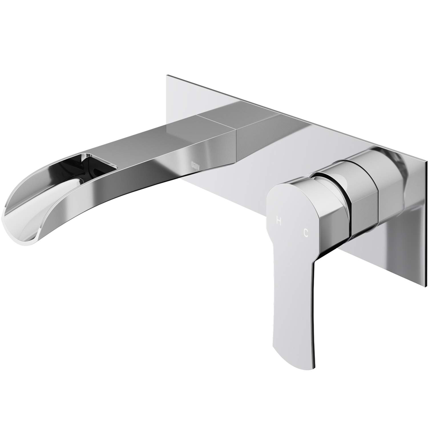 VIGO Cornelius Single Handle Wall Mount Bathroom Faucet in Chrome - VG05004CH | Modern Waterfall Spout Design for Bathroom Sink | Perfect for Small Spaces, Powder Rooms & Vanities