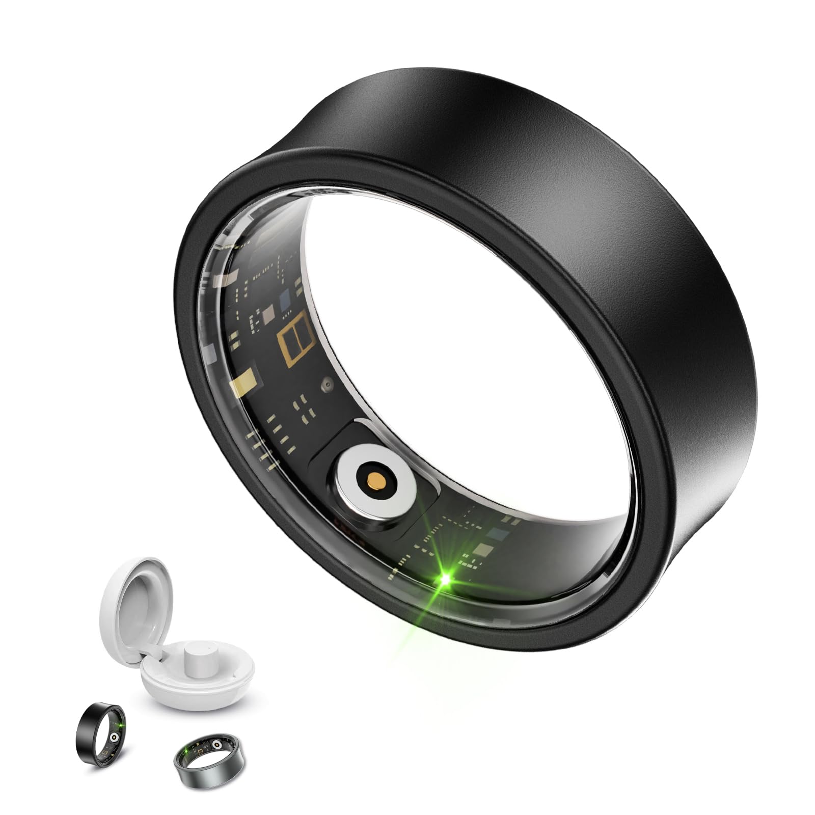 Smart Ring Health & Fitness Tracker for Men & Women - Heart Rate, Blood Oxygen, Sleep Monitor with Waterproof Design | Activity Tracking for Workouts, Daily Health & Sleep Improvement (Black, Size 12)