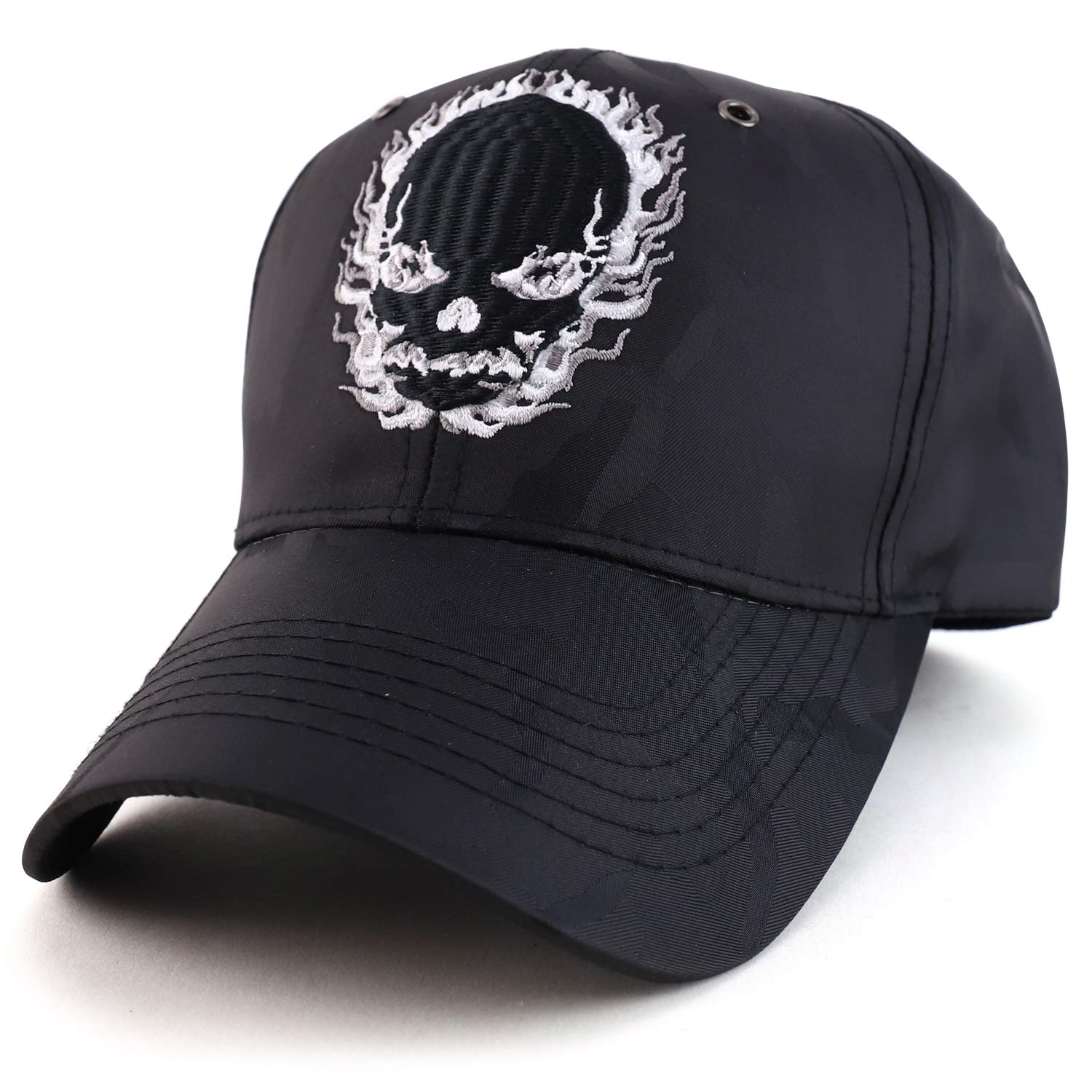 Trendy Flame Skeleton Skull Camo Baseball Cap - Stylish Adjustable Unisex Hat for Men & Women - Perfect for Streetwear, Halloween Costumes & Outdoor Activities