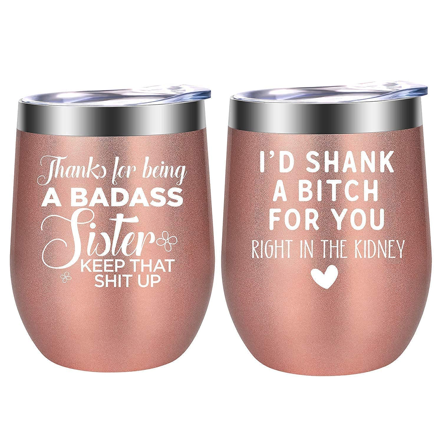 Best Friend & Sister Gifts - Funny Wine Tumblers 2 Pack for Women, BFF, Sister-in-Law - Perfect for Mother's Day, Birthdays, Anniversaries - LEADO Insulated Tumblers for Wine, Cocktails, and Drinks at Home, Parties, or Outdoor Gatherings