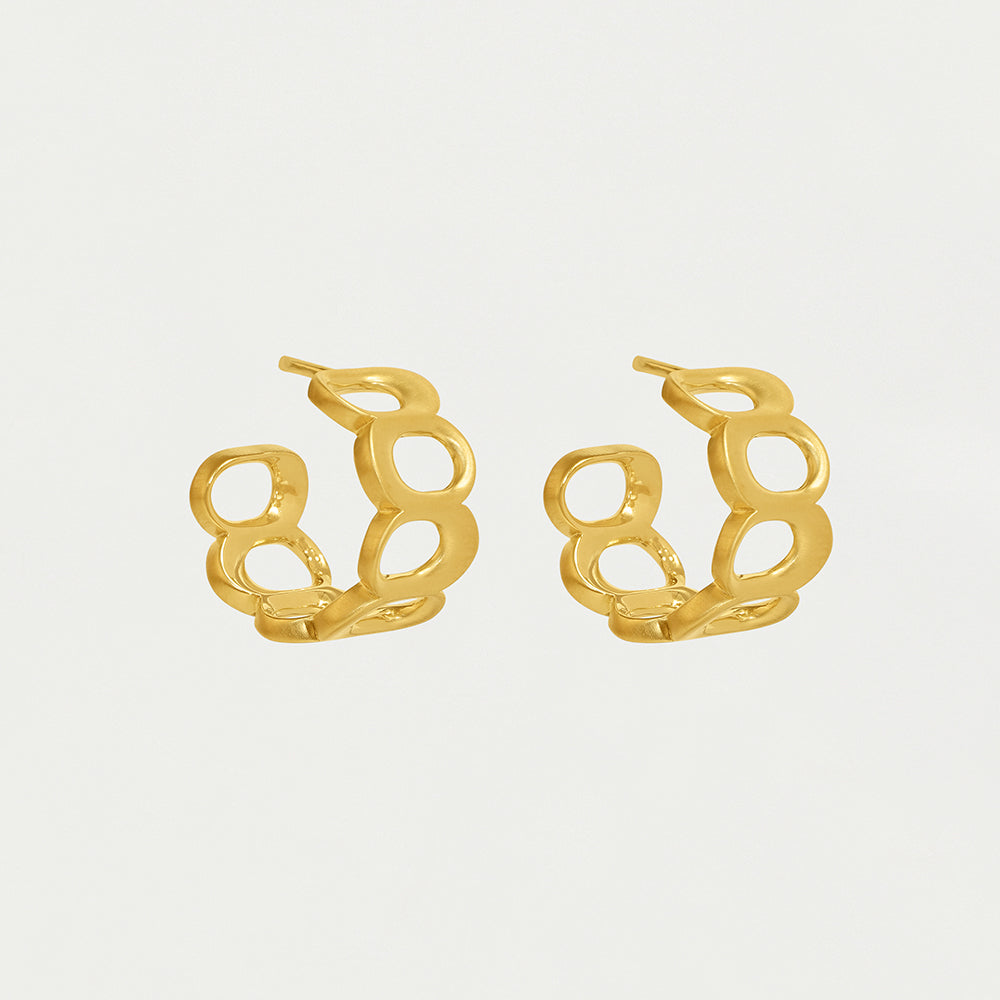 Crosby Link Huggie Hoop Earrings - 14K Gold Huggie Hoops for Women - Perfect for Everyday Wear, Work & Special Occasions