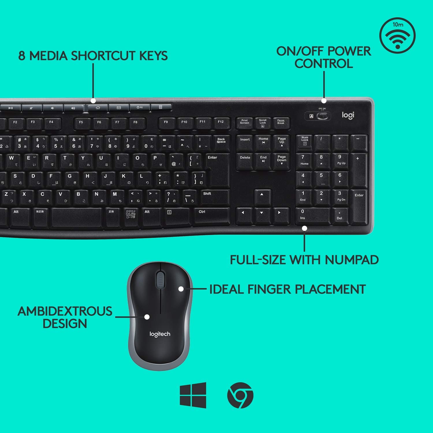 Logitech MK270 Wireless Keyboard and Mouse Combo - Full-Size 2.4GHz Wireless Technology, Black (Renewed) - Perfect for Home Office, Gaming & Productivity