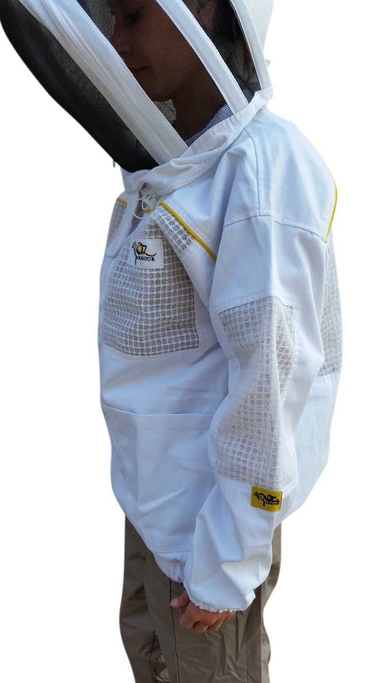 OZ ARMOUR Poly Cotton Semi-Ventilated Beekeeping Jacket with Fencing Veil - Beekeeping Protective Gear for Beekeepers - Perfect for Hive Inspection & Honey Harvesting