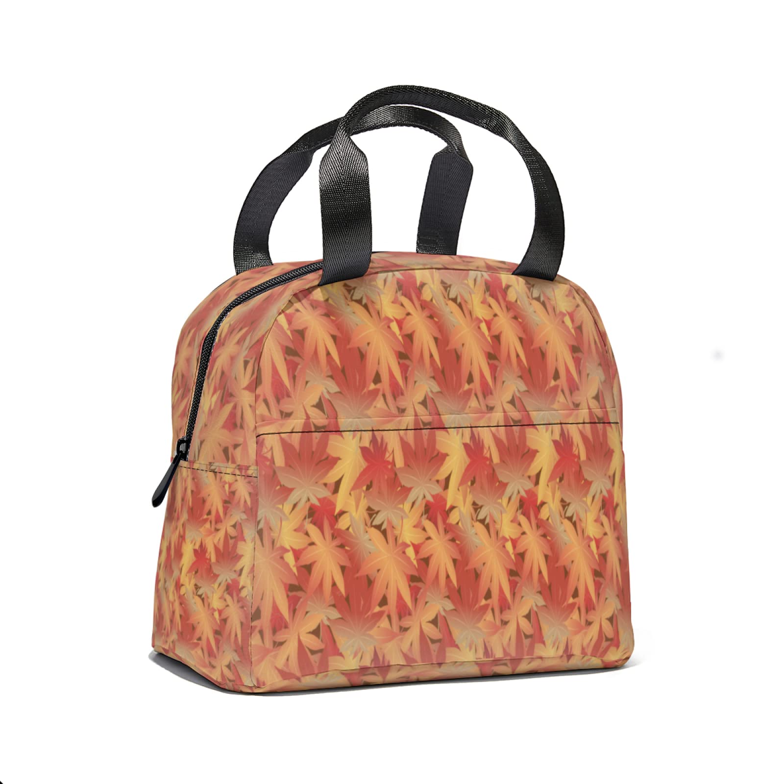 Japanese Maple Leaf Insulated Lunch Tote Bag - Reusable Thermal Lunch Box with Front Pocket for Women & Men | Perfect for School, Office, Picnic, and Autumn Outings