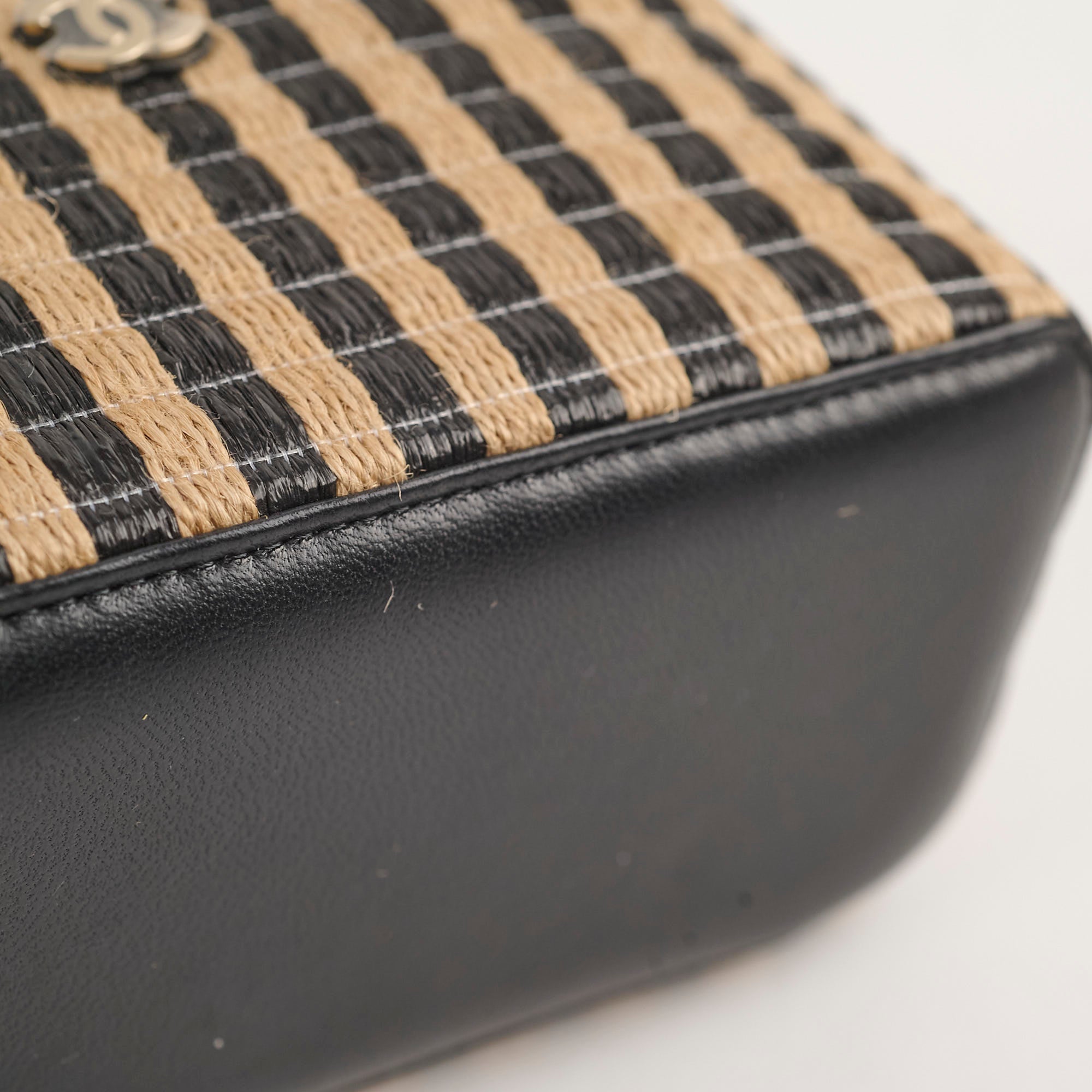 Chanel Raffia Stripe Vanity Case 30 Series - Luxury Woven Straw Cosmetic Bag for Women | Perfect for Travel, Beach & Everyday Use