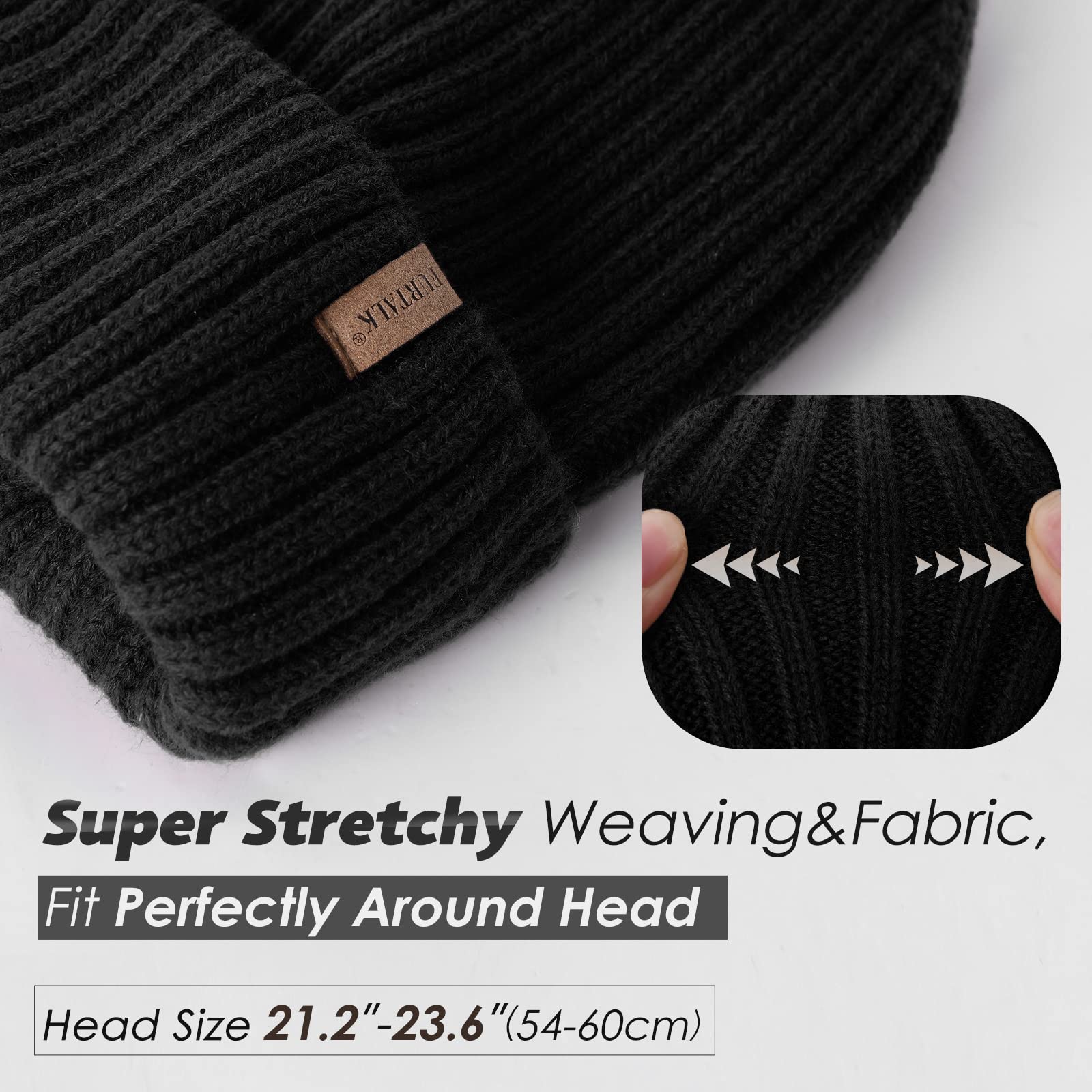 FURTALK Unisex Fleece Lined Winter Beanie Hat - Warm Thermal Knit Skull Cap for Men & Women | Perfect for Skiing, Snowboarding & Cold Weather Activities