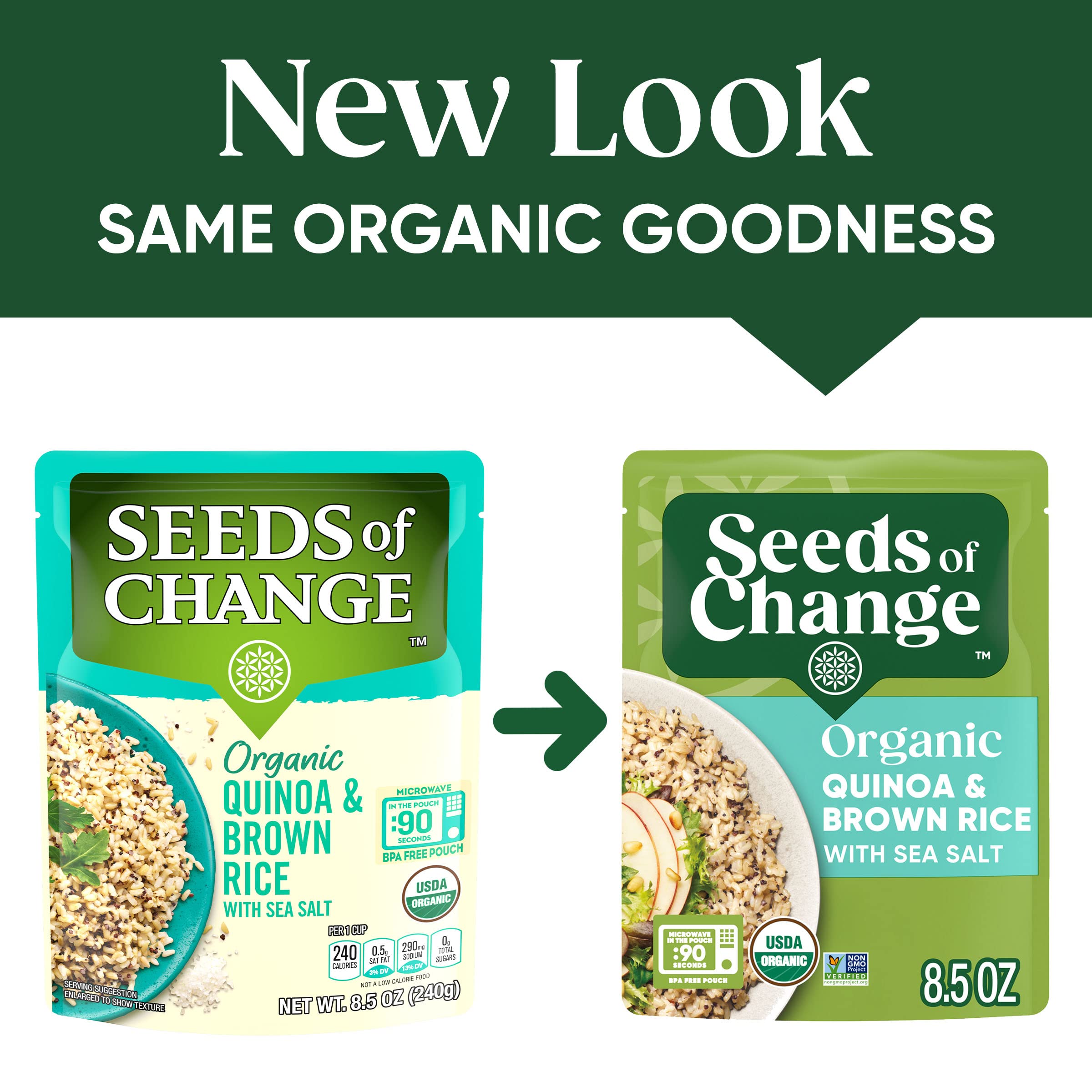 Organic Quinoa & Brown Rice with Sea Salt - USDA Certified Organic, Non-GMO, Gluten-Free Whole Grain Blend - 8.5 oz Resealable Pouch - Perfect for Meal Prep, Healthy Lunches & Quick Dinners