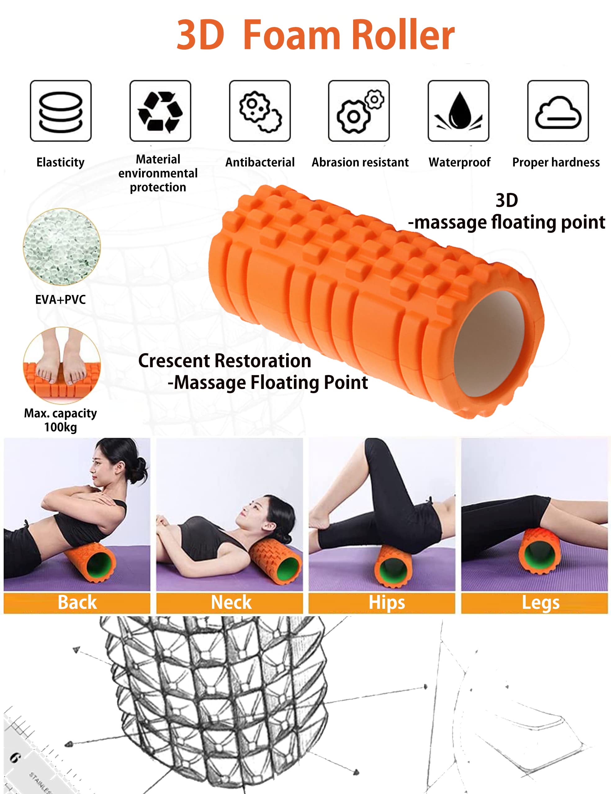 **OVTSPO 9-in-1 Foam Roller Set for Deep Tissue Massage & Pain Relief – Includes Hollow Core Massage Roller, Peanut Ball, Spiky Ball, Resistance Bands, Stretching Strap & More – Perfect for Back, Legs & Muscle Recovery – Pink**    *(Ideal for Post-Workout Recovery, Yoga, Physical Therapy & Home Gym Use)*