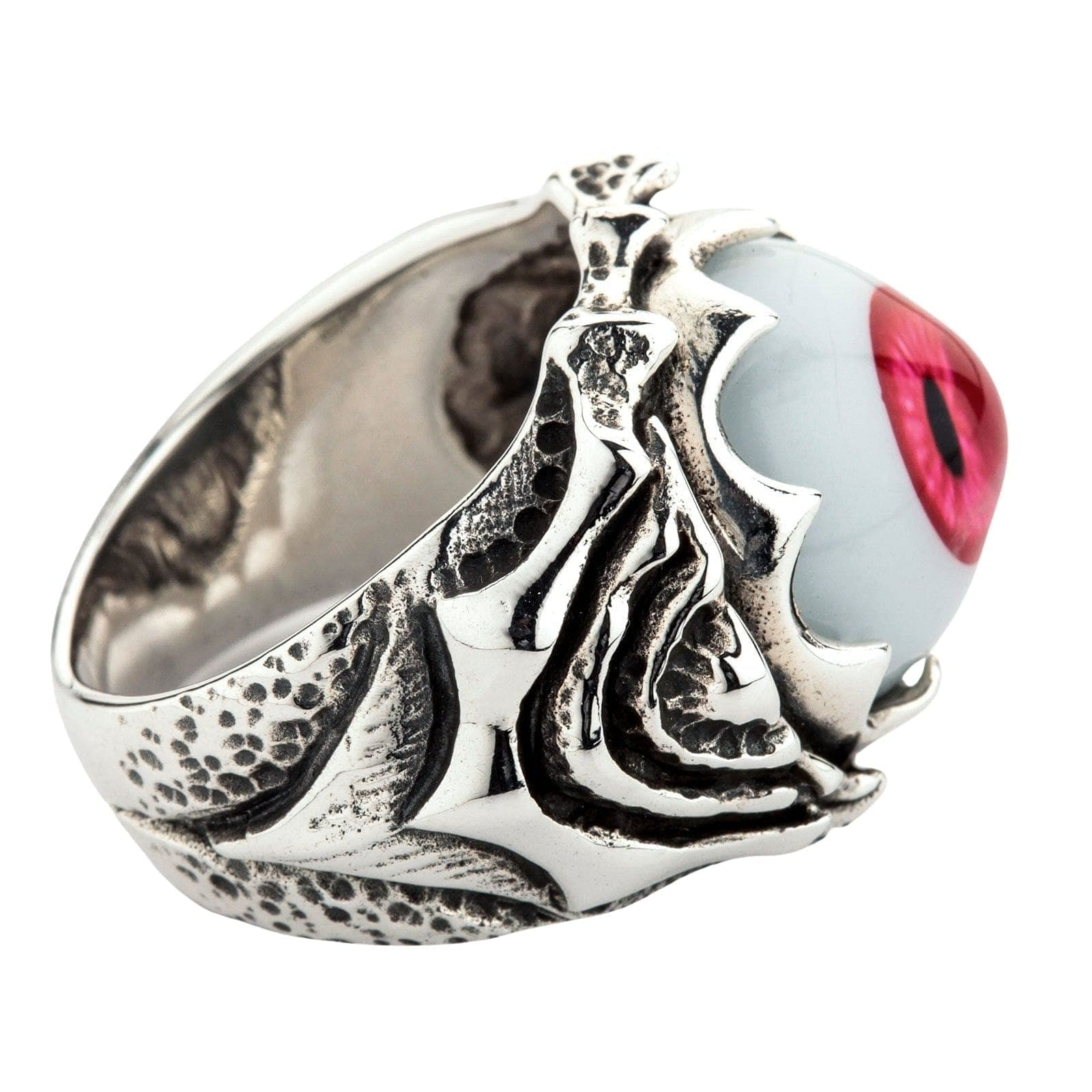 Red Evil Eyeball Sterling Silver Ring for Women - Gothic Jewelry, Unique Statement Piece for Halloween, Cosplay & Witchy Fashion
