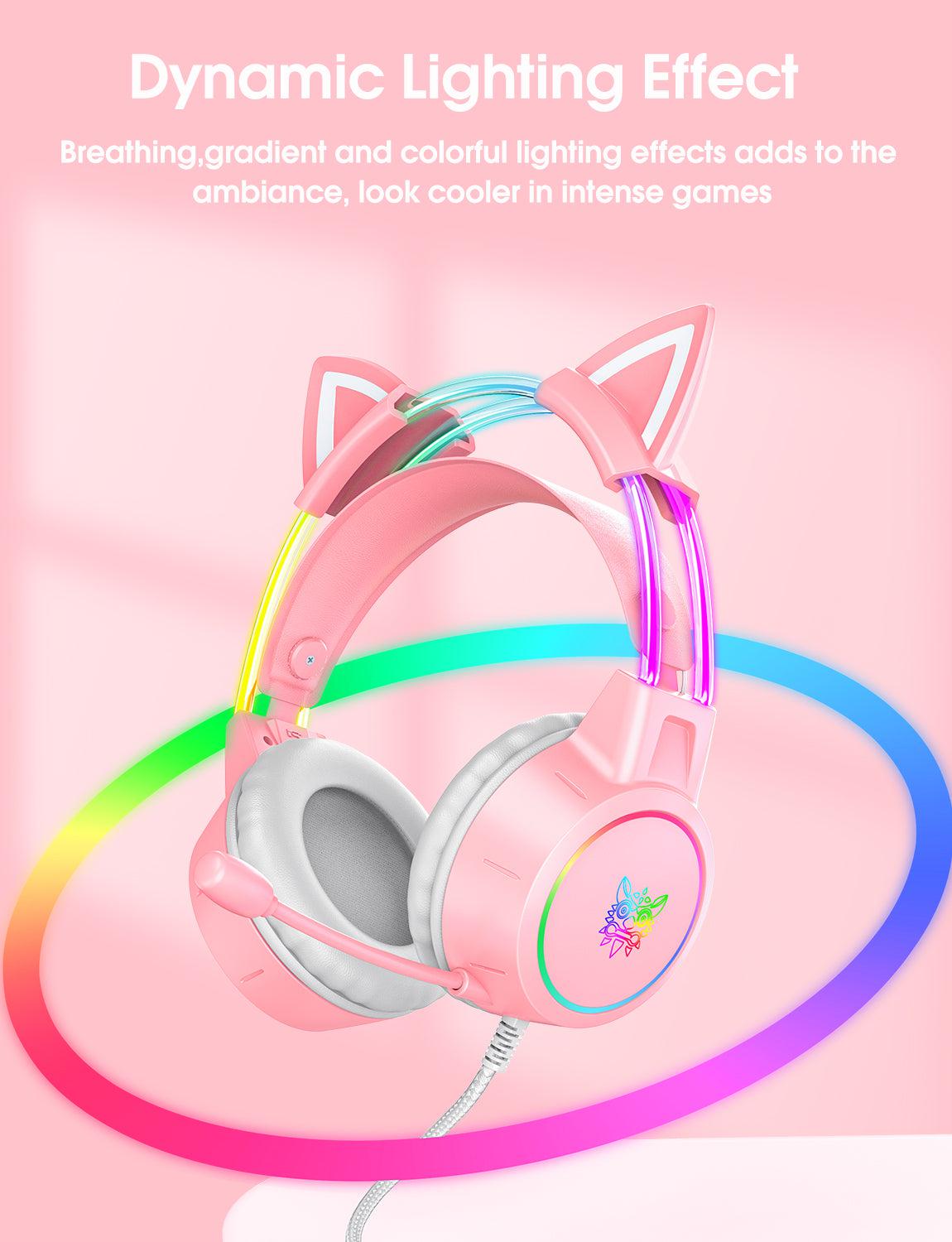ONIKUMA X15 PRO Cat Ear Gaming Headset with Noise Cancelling Microphone, RGB Lights, Durable Stereo Surround Sound - Perfect for PC, PS4, Xbox, Nintendo Switch & Online Gaming
