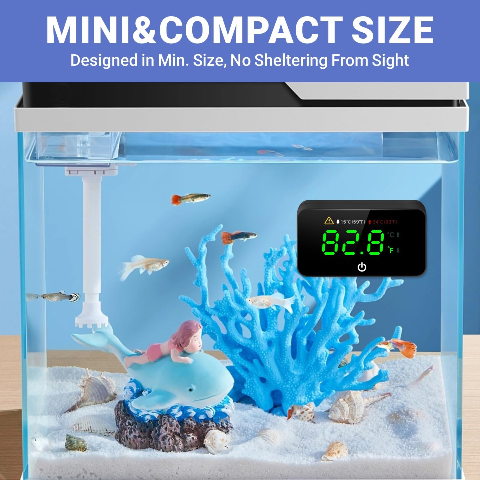 Digital Aquarium Thermometer with LED Display - for Fish Tanks & Aquariums (2-Pack)