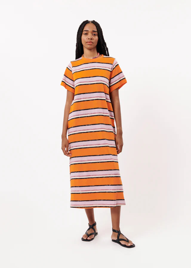 ARMONY Women's Orange T-Shirt Dress - Casual Long Sleeve Cotton Blend Tunic for Everyday Wear | Perfect for Work, Weekend Outings & Travel