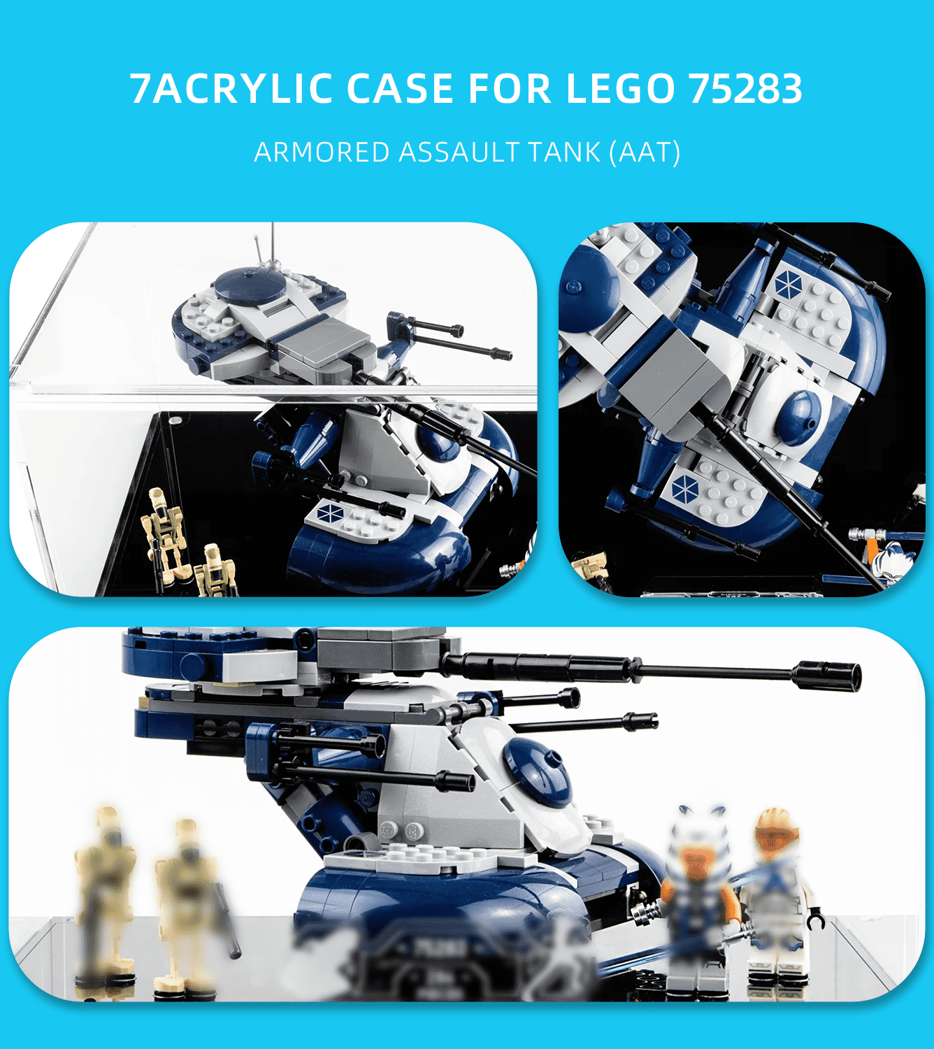 Lego Star Wars Armored Assault Tank (AAT) 75283 Display Case - Premium Acrylic Showcase for Collectible Building Blocks | Perfect for Home Decoration, Office Display & Gift for Lego Fans
