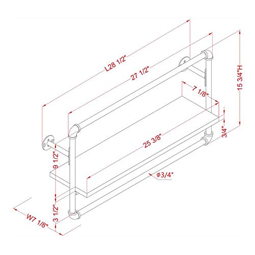 Furniture of America Alvara 27.5-Inch Metal Wall Shelf in Sand Black - Perfect for Living Room, Bedroom & Bathroom Storage & Decor