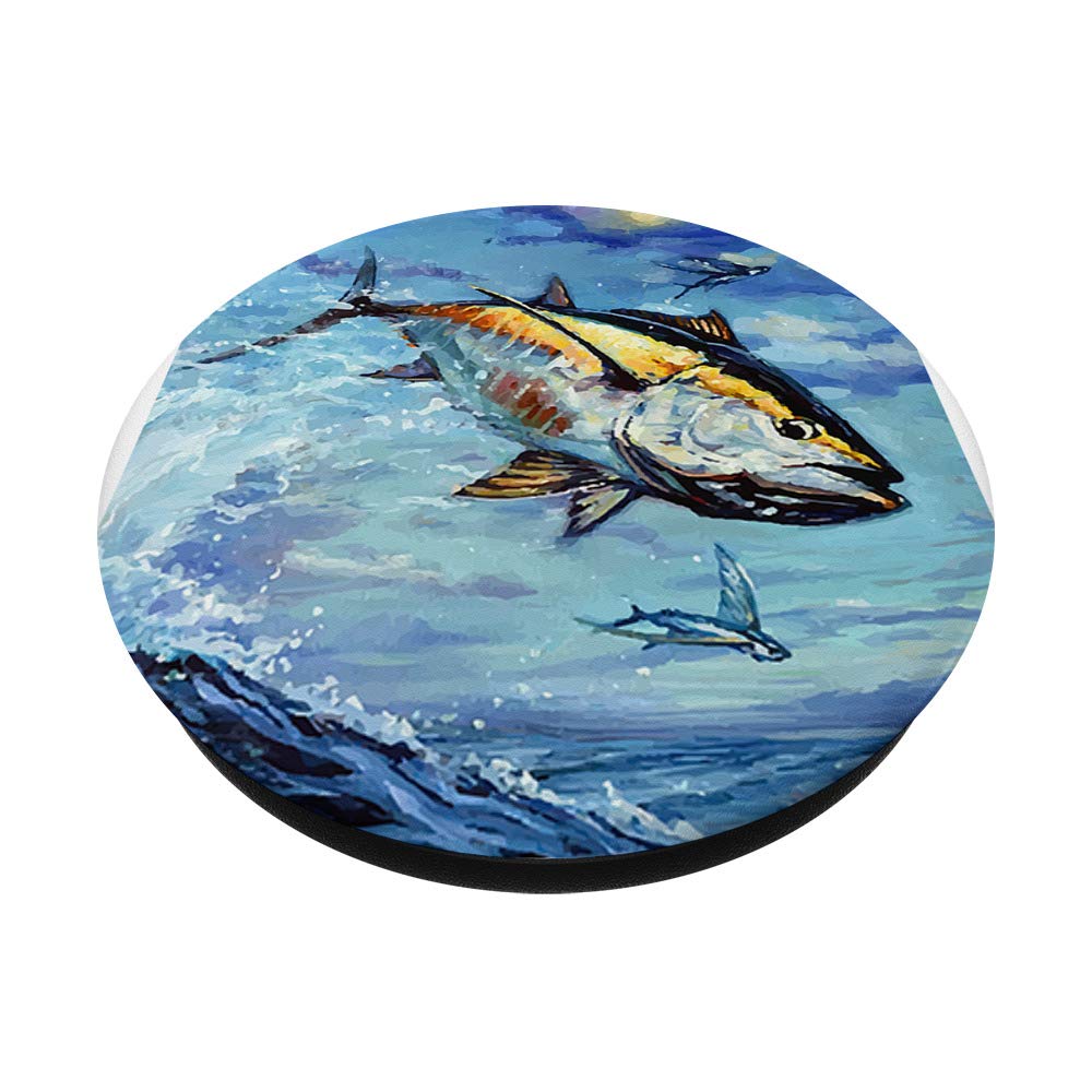 Bluefin Tuna Fishing PopSockets Grip & Stand for iPhone, Samsung & Tablets - Deep Sea Fish Design Phone Holder for Fishing Enthusiasts & Marine Lovers