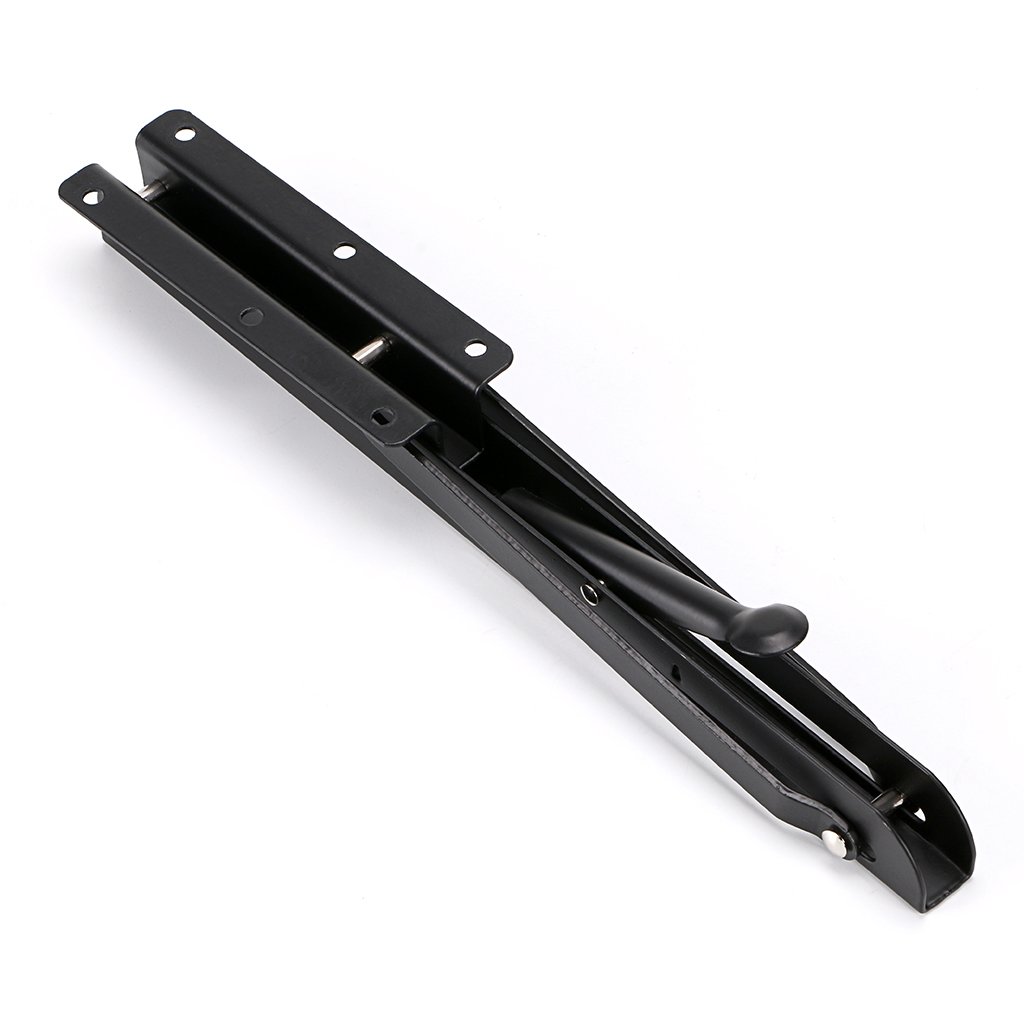 Heavy Duty Metal Folding Shelf Brackets 12 Inch - 2 Pack Black Triangle Wall Mounted Hinges for Tables, Benches & Shelves | Sturdy Support for Home, Garage & Workshop Organization