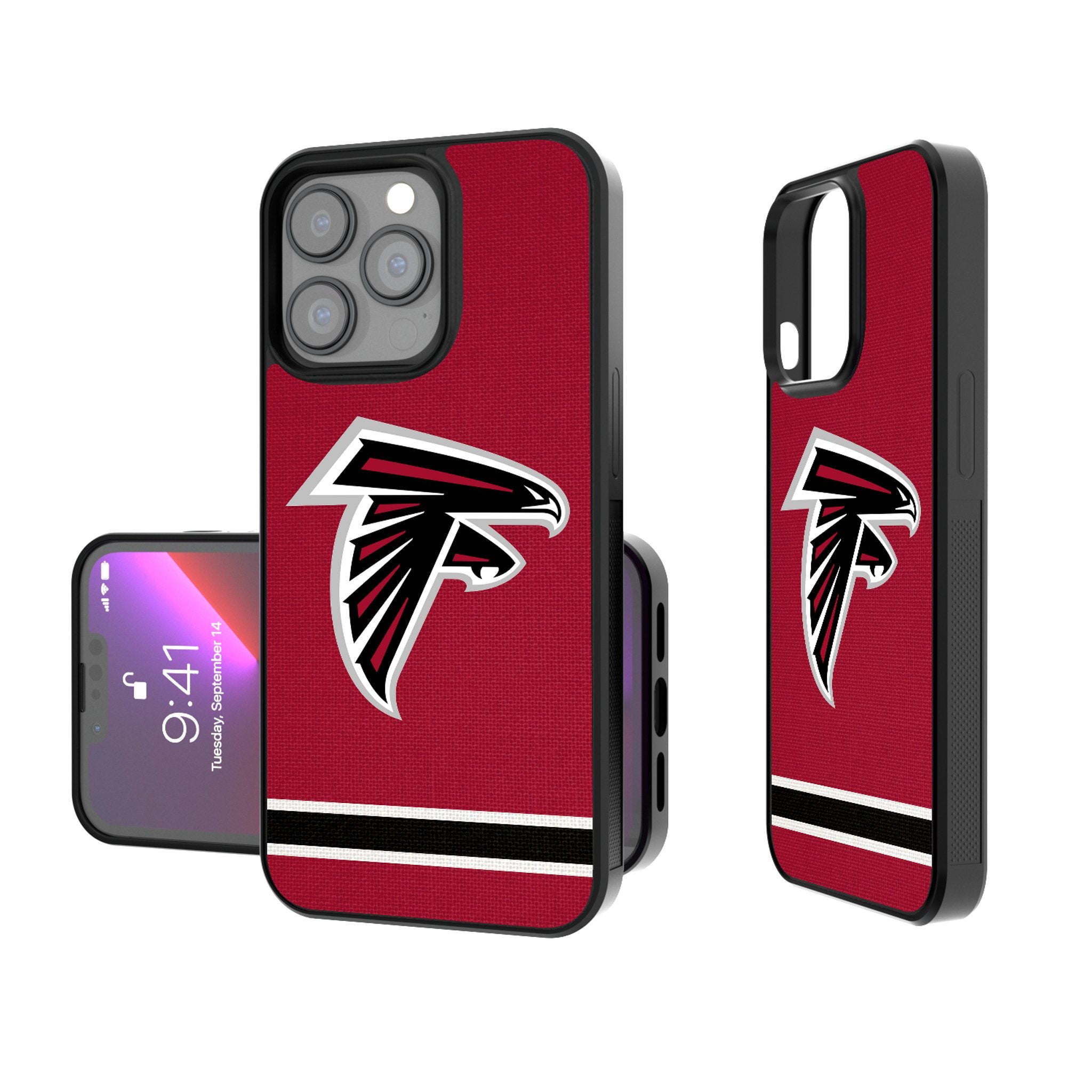 Atlanta Falcons NFL Team Stripe Bump Protective Phone Case - Durable Shockproof Cover for iPhone & Samsung Galaxy (Perfect for Game Day & Falcons Fans)