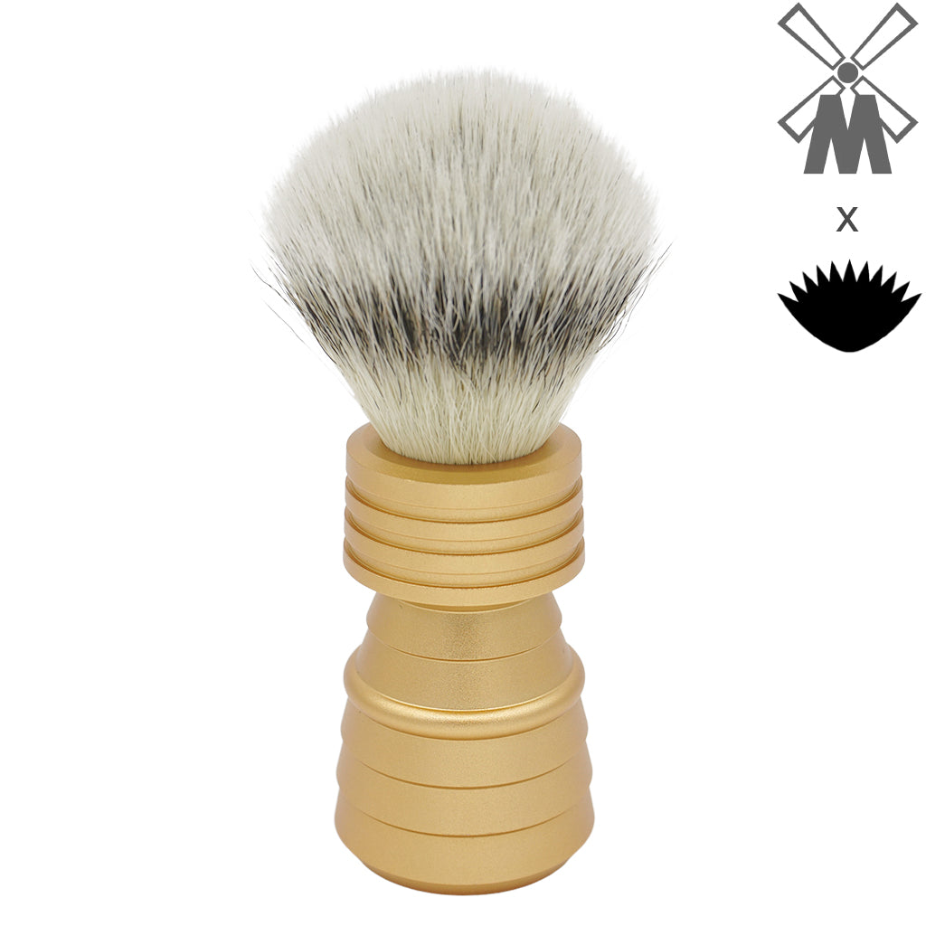 23mm Mühle STF Large x AP Shave Co. Alumihandle Gold Matte Rocket Shaving Brush - Premium Synthetic Shaving Brush for Men - Perfect for Wet Shaving & Beard Grooming at Home or Travel