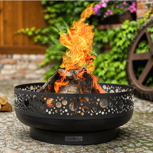 Cook King Boston Fire Pit - Outdoor Wood Burning Fire Pit for Backyard, Patio, Camping - Heavy Duty Steel Fire Bowl with Spark Screen & Poker Tool