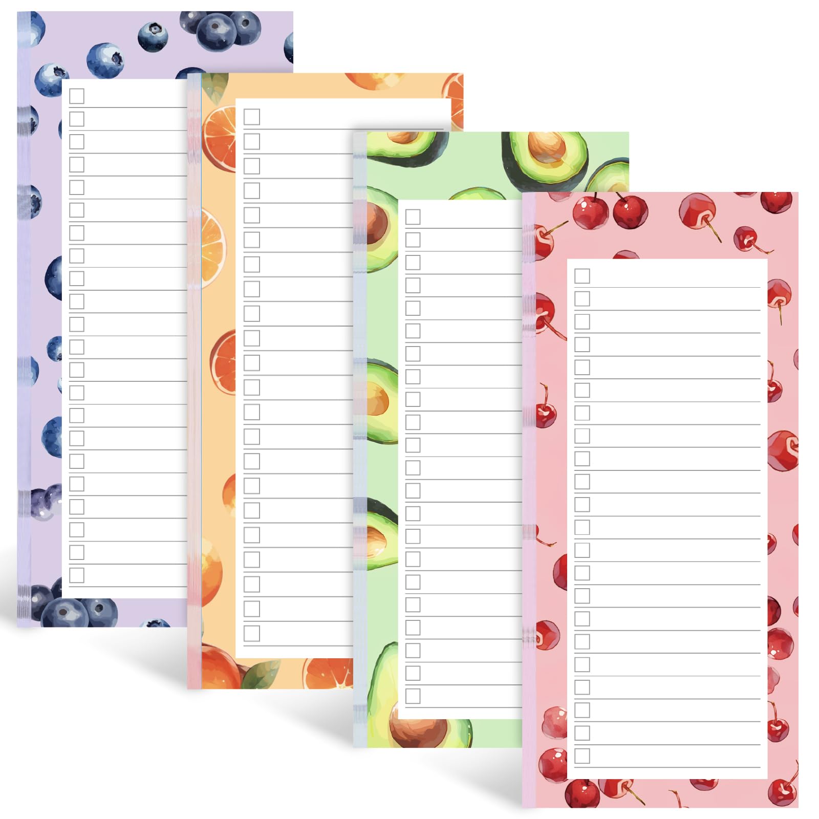 Koogel 4-Pack Magnetic Refrigerator Notepads - Cute Fruit Design Memo Pads for Grocery Lists, Shopping Lists & To-Do Reminders (50 Sheets/Pad) - Perfect for Kitchen Organization & Family Message Board